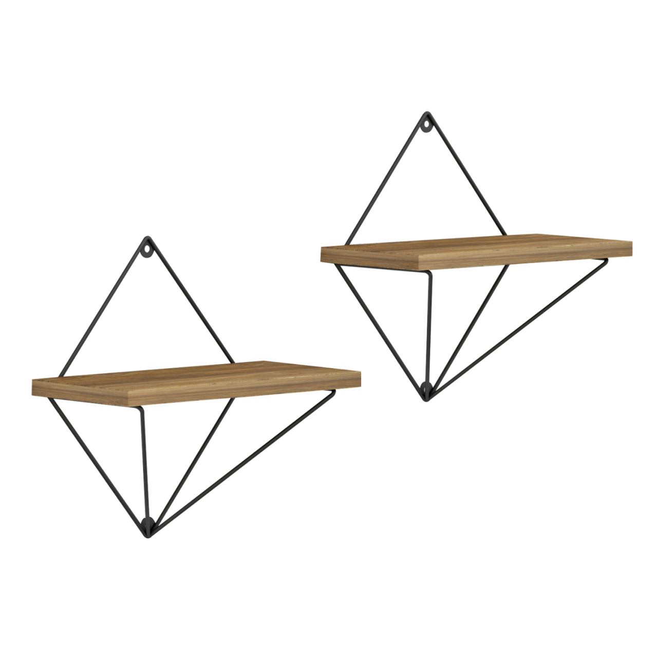 WALL SHELVES 2PCS SET ZANNARD HM8929.11 BLACK METAL-MELAMINE IN NATURAL 30x14x30Hcm. [6]