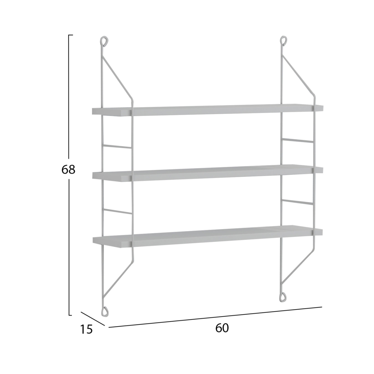 WALL SHELVES ACHALA HM9185.15 MELAMINE IN WHITE 60x15x68Hcm. [2]