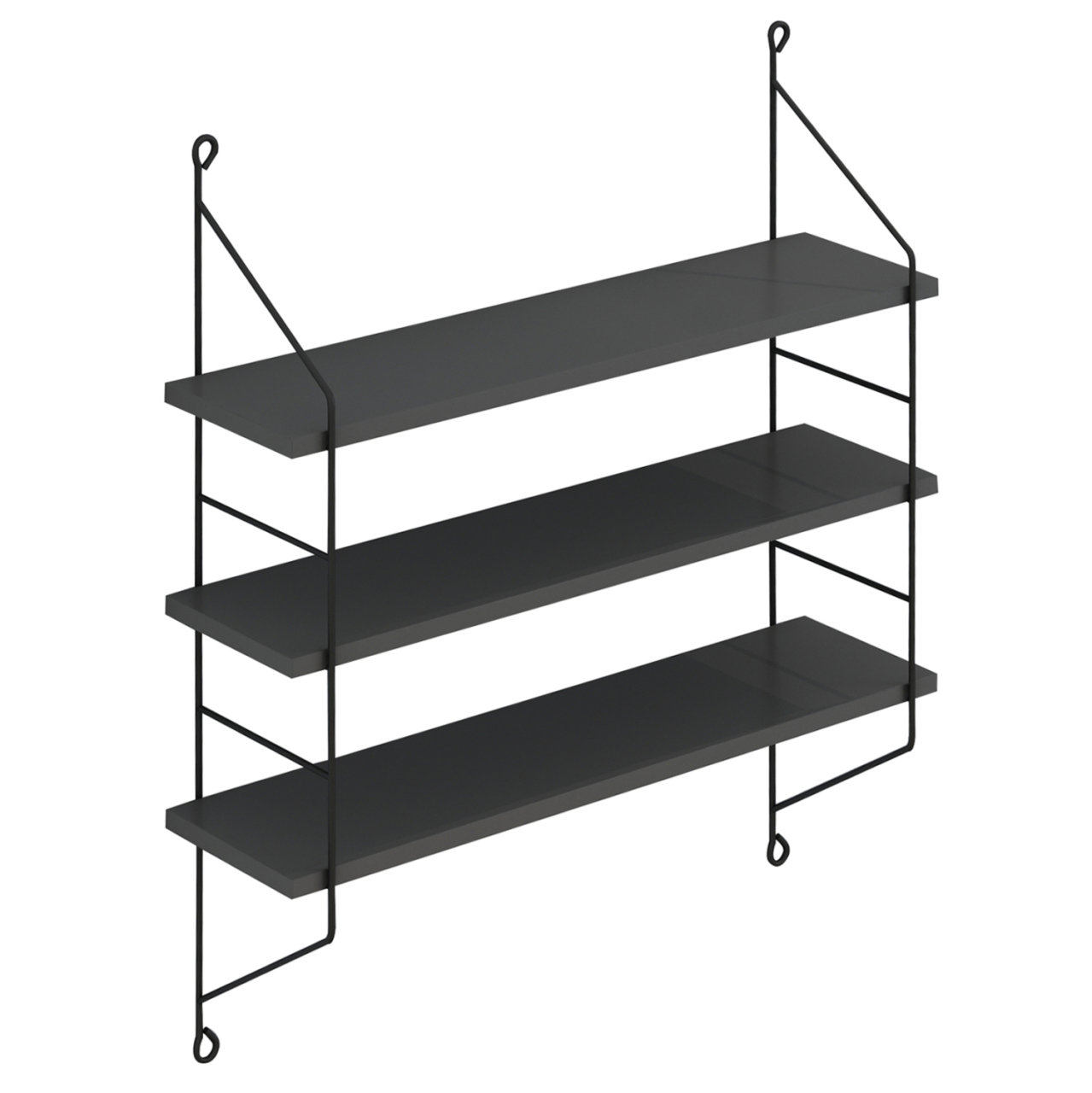 WALL SHELVES ACHALA HM9185.20 MELAMINE IN DARK GREY 60x15x68Hcm. [4]