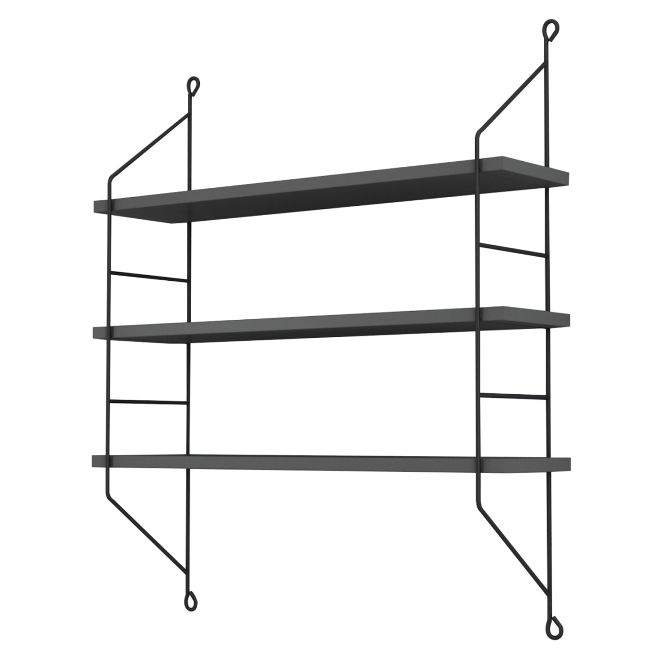 WALL SHELVES ACHALA HM9185.20 MELAMINE IN DARK GREY 60x15x68Hcm. [3]