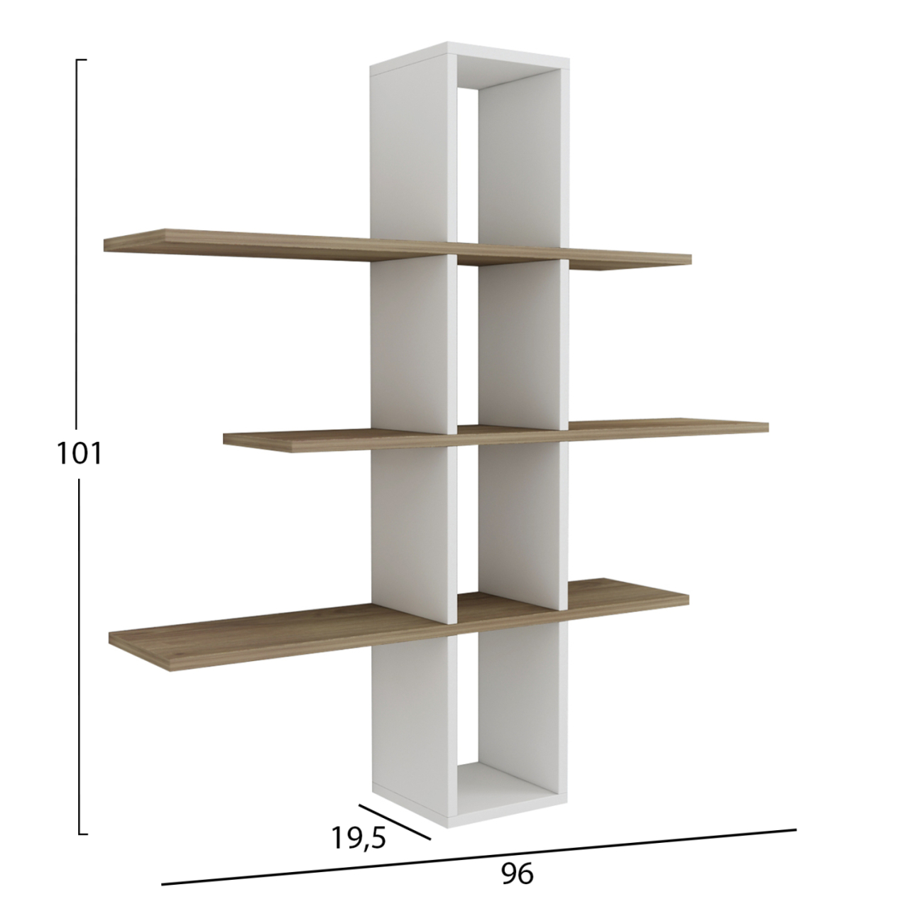 WALL SHELVES DOMINIC HM8976.11 MELAMINE IN NATURAL-WHITE 96x19,5x101Hcm. [2]