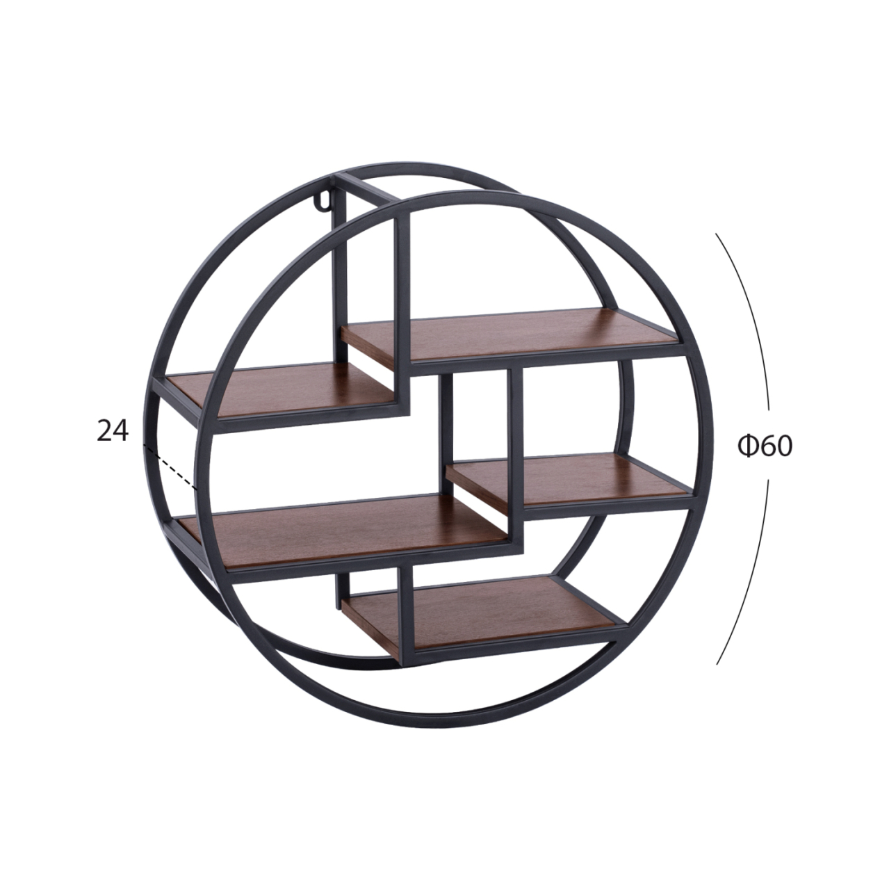 Wall Shelves Quinn with melamine bases and metallic frame HM8612 Diameter 60x24cm [2]