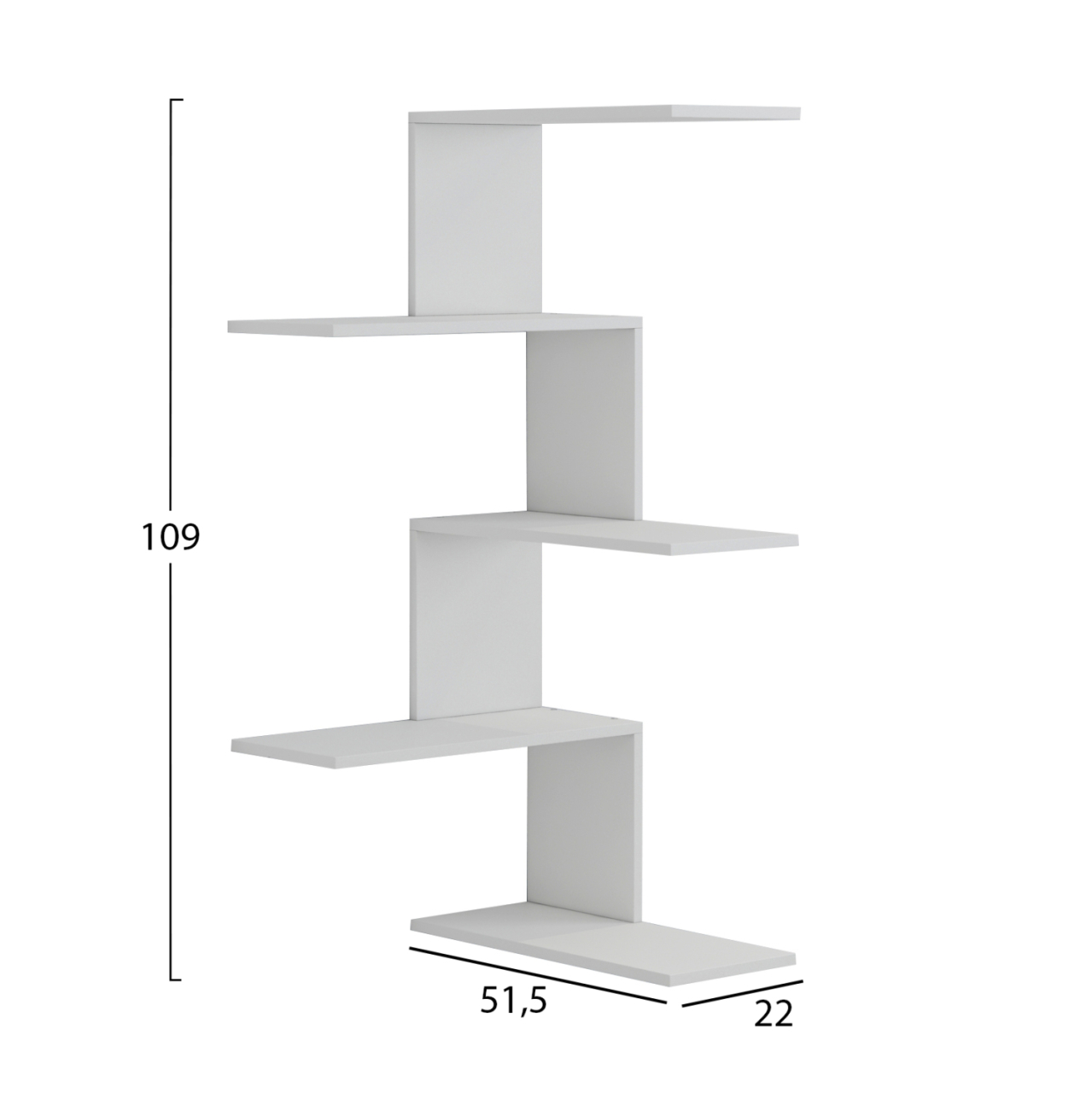 WALL SHELVES RORY HM8931.11 MELAMINE IN WHITE 22x51,5x109Hcm. [2]