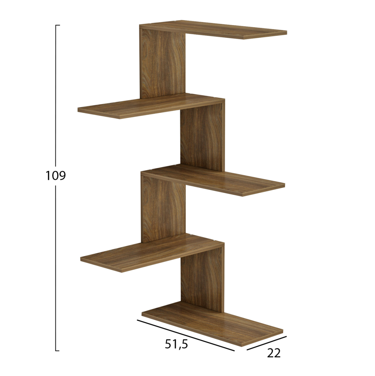 WALL SHELVES RORY HM8931.12 MELAMINE IN NATURAL 22x51,5x109Hcm. [2]