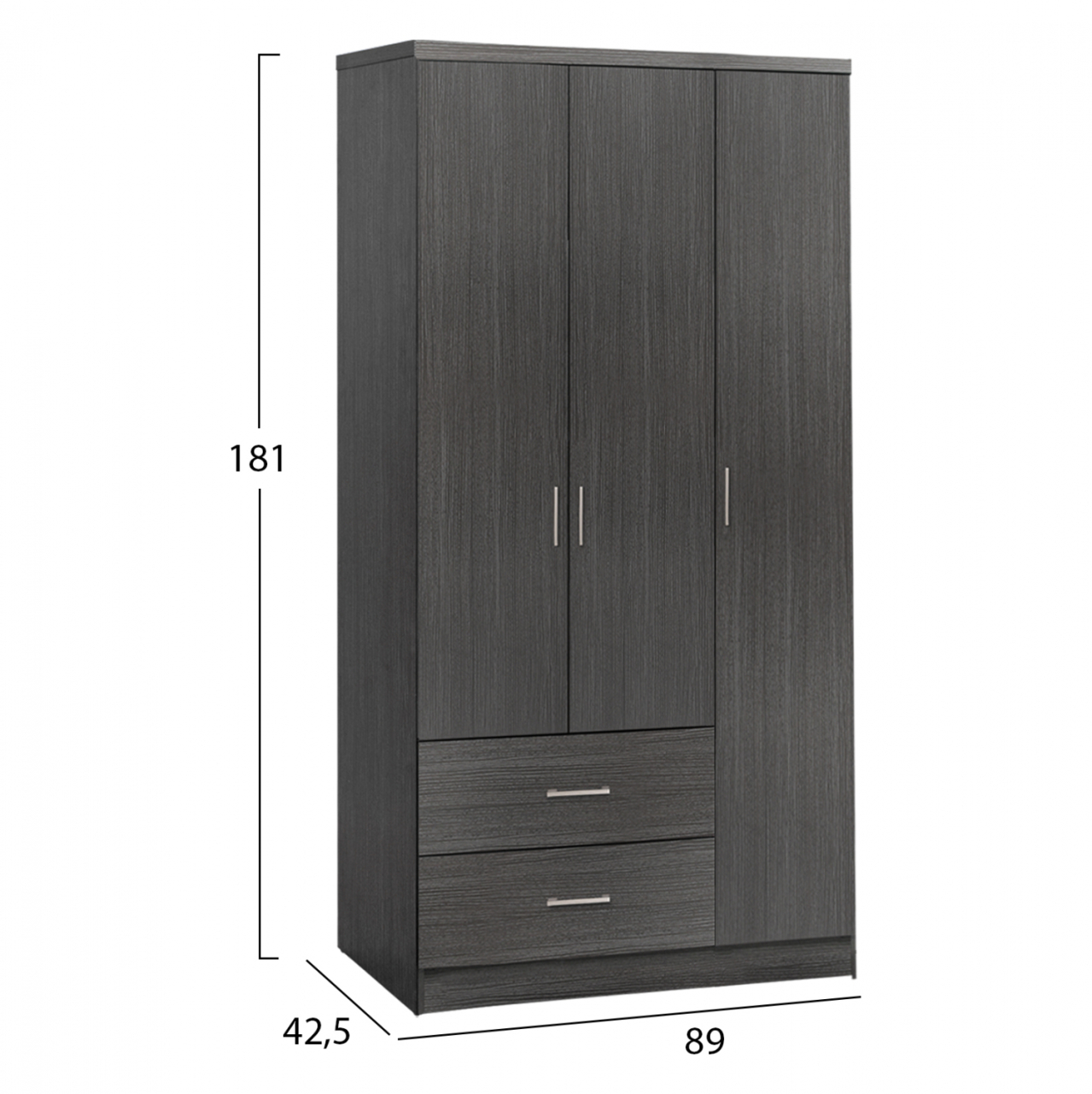 Wardorbe 3 Door with 2 drawers HM340.01 Zebrano 89x42,5x181 [2]
