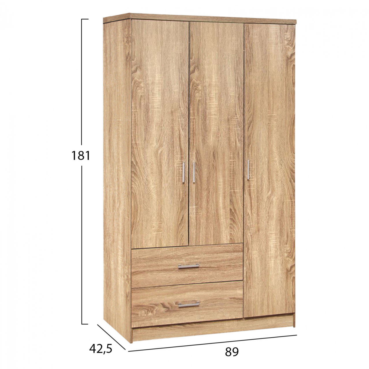 Wardorbe 3 Door with 2 drawers HM340.02 Sonama 89x42,5x181 [2]