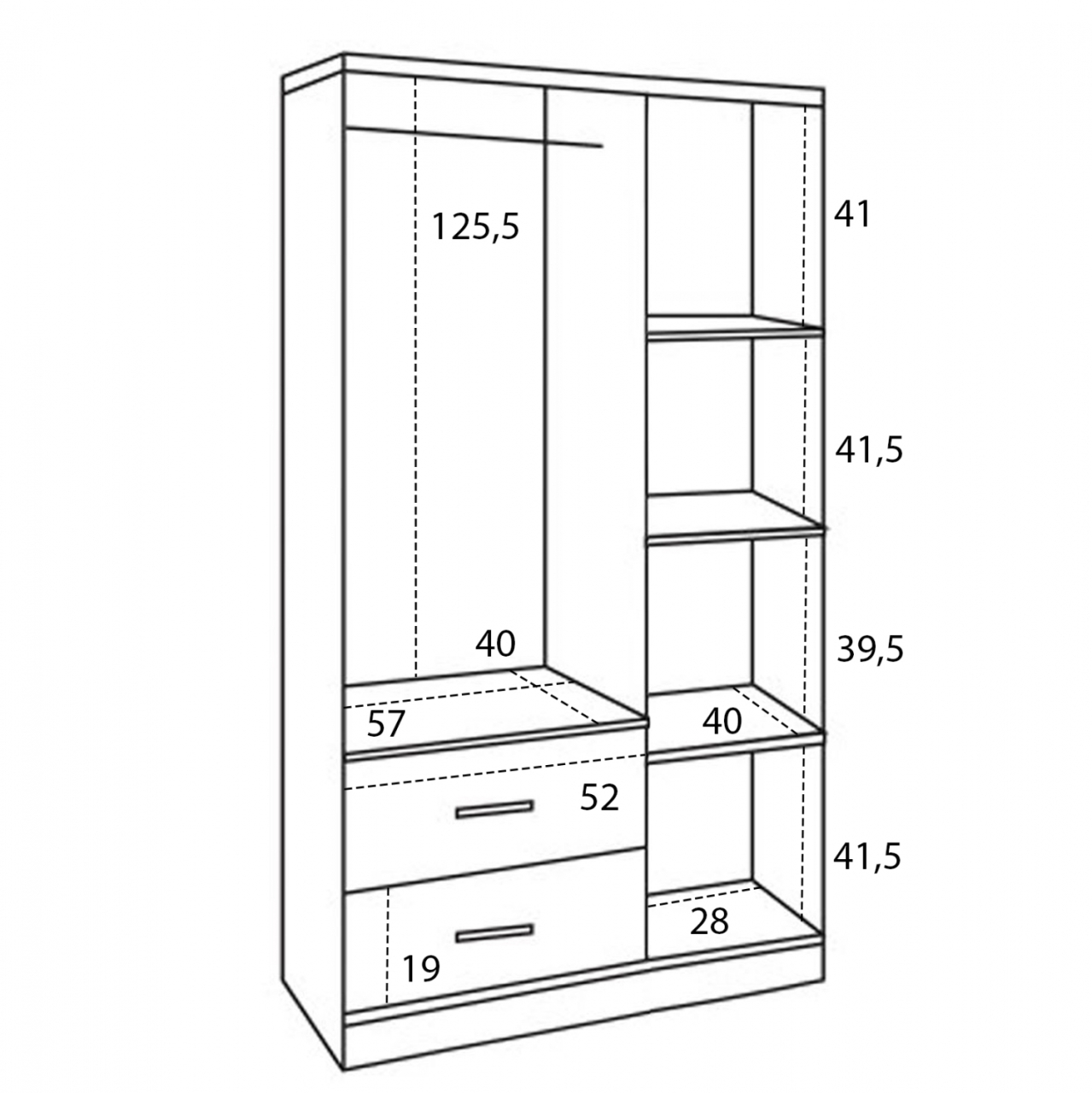 Wardorbe 3 Door with 2 drawers HM340.02 Sonama 89x42,5x181 [3]