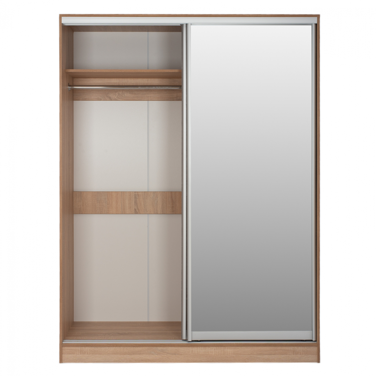 WARDROBE 180X60X210 SLIDING DOORS WITH MIRROR SONAMA OAK HM2437 [3]