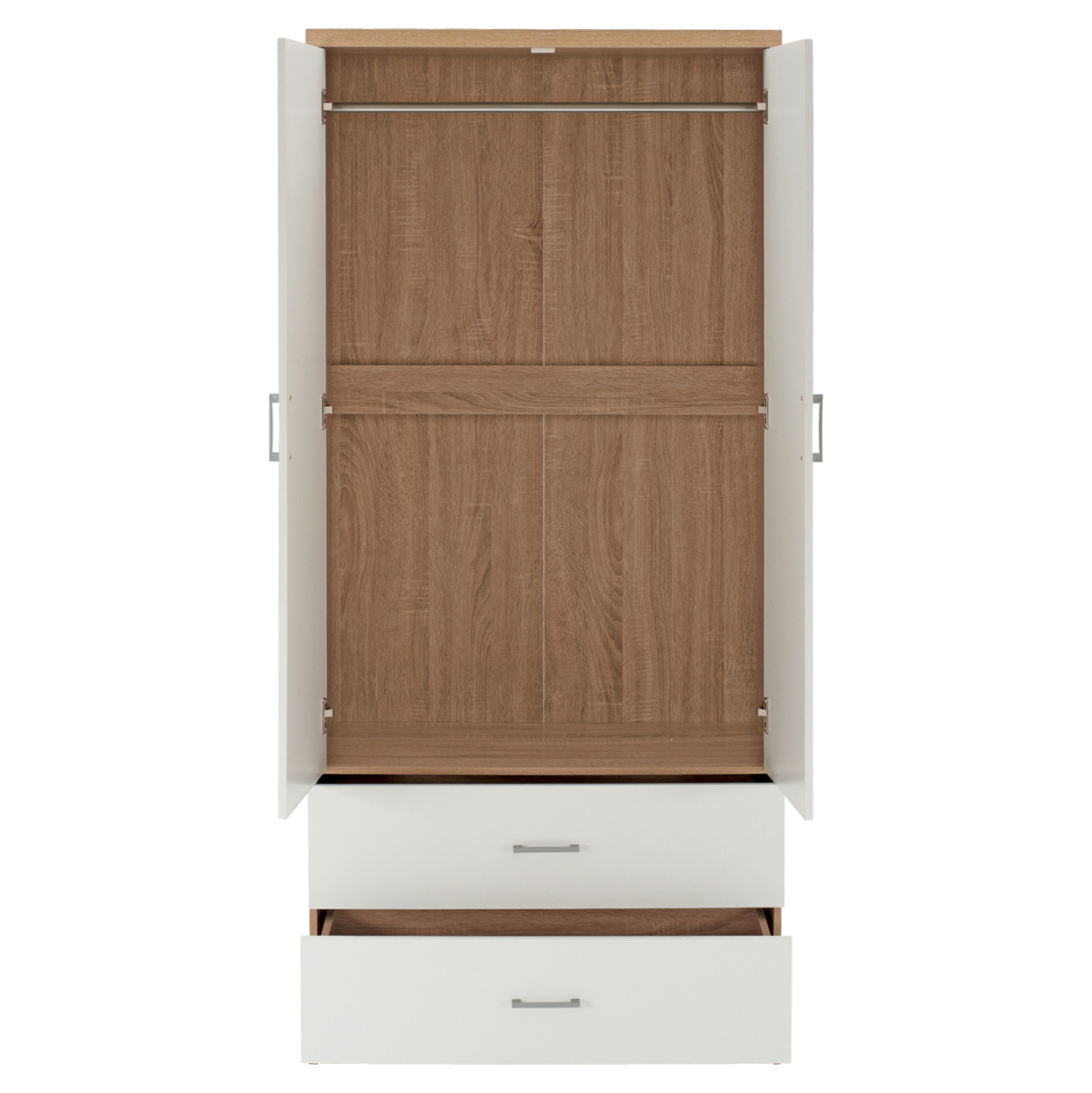 WARDROBE 2 DOORS WITH 2 DRAWERS HM338.06 SONAMA-WHITE 80Χ42,5Χ180,5Υ cm. [5]