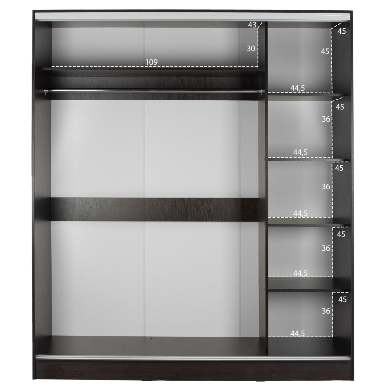 WARDROBE 2-LEAF HM2434.02 ADLER SLIDING DOORS MIRROR WENGE 160x60x210H [3]