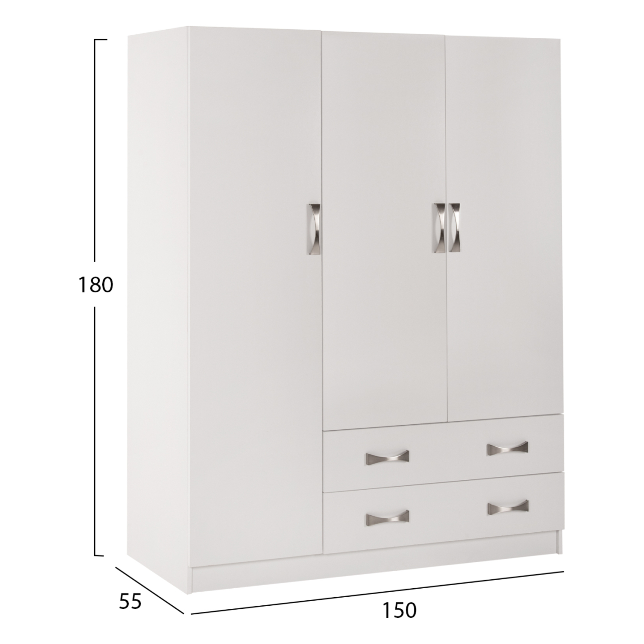 WARDROBE 3-LEAF CARLY HM384.05 WITH 2 DRAWERS IN WHITE COLOR 150X55Χ180Hcm. [2]