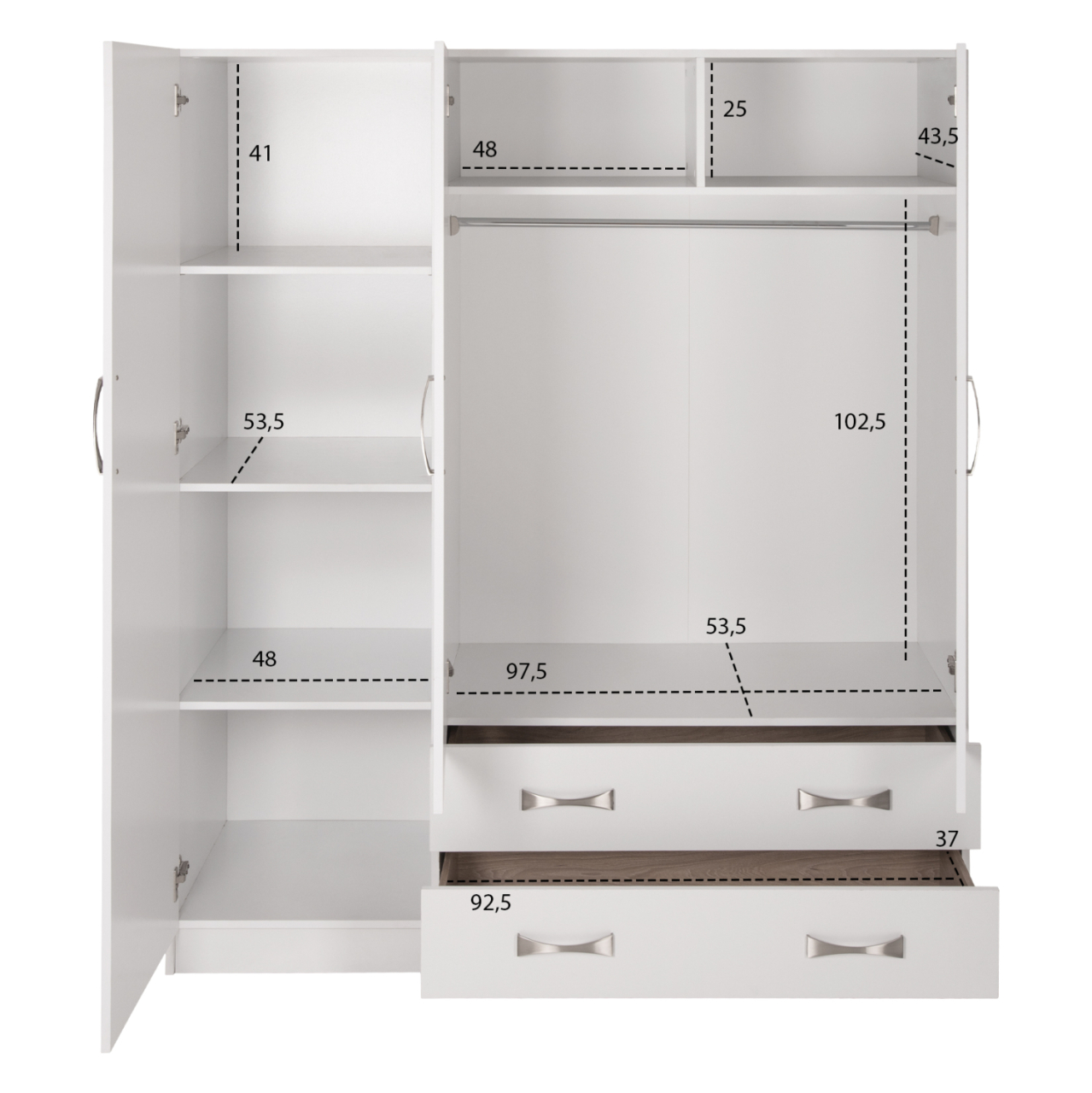 WARDROBE 3-LEAF CARLY HM384.05 WITH 2 DRAWERS IN WHITE COLOR 150X55Χ180Hcm. [3]