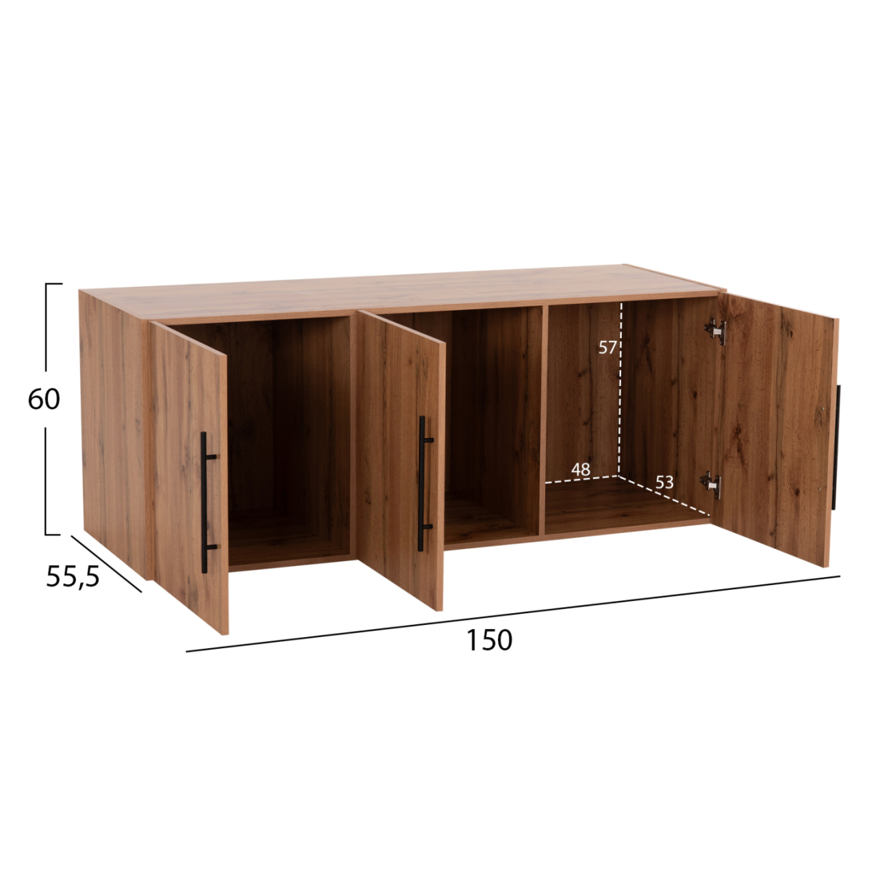WARDROBE 3-LEAF LOFT CARYS HM747.12 MELAMINE IN NATURAL WOOD COLOR 150x55.5x60Hcm. [2]