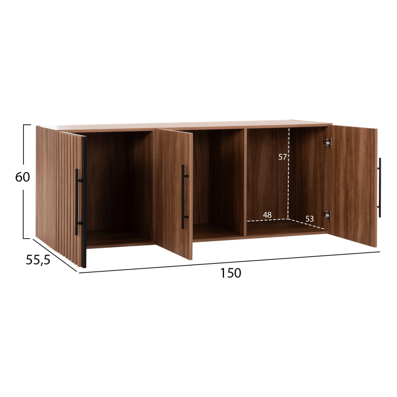 WARDROBE 3-LEAF LOFT HARRY HM18391.01 MELAMINE IN NATURAL WOOD and BLACK 150x55.5x60Hcm. [2]