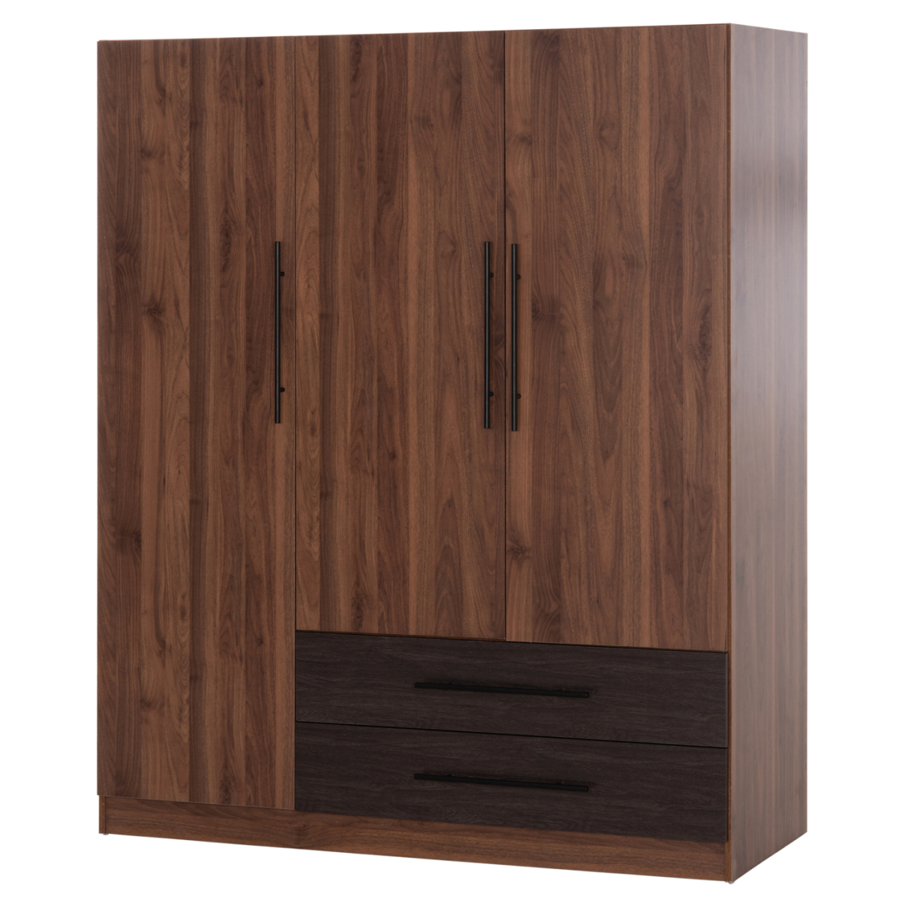 WARDROBE 3-LEAF WITH 2 DRAWERS CARYS HM746.11 MELAMINE IN WALNUT/ZEBRANO 150x55.5x180Hcm [5]