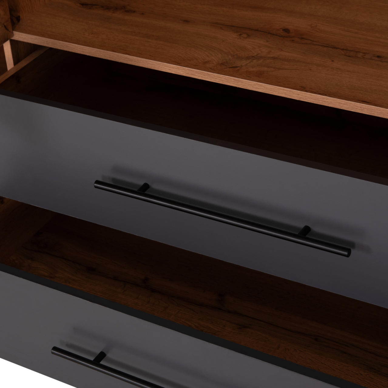 WARDROBE 3-LEAF WITH 2 DRAWERS CARYS HM746.12 MELAMINE IN NATURAL/GREY 150x55.5x160Hcm [10]