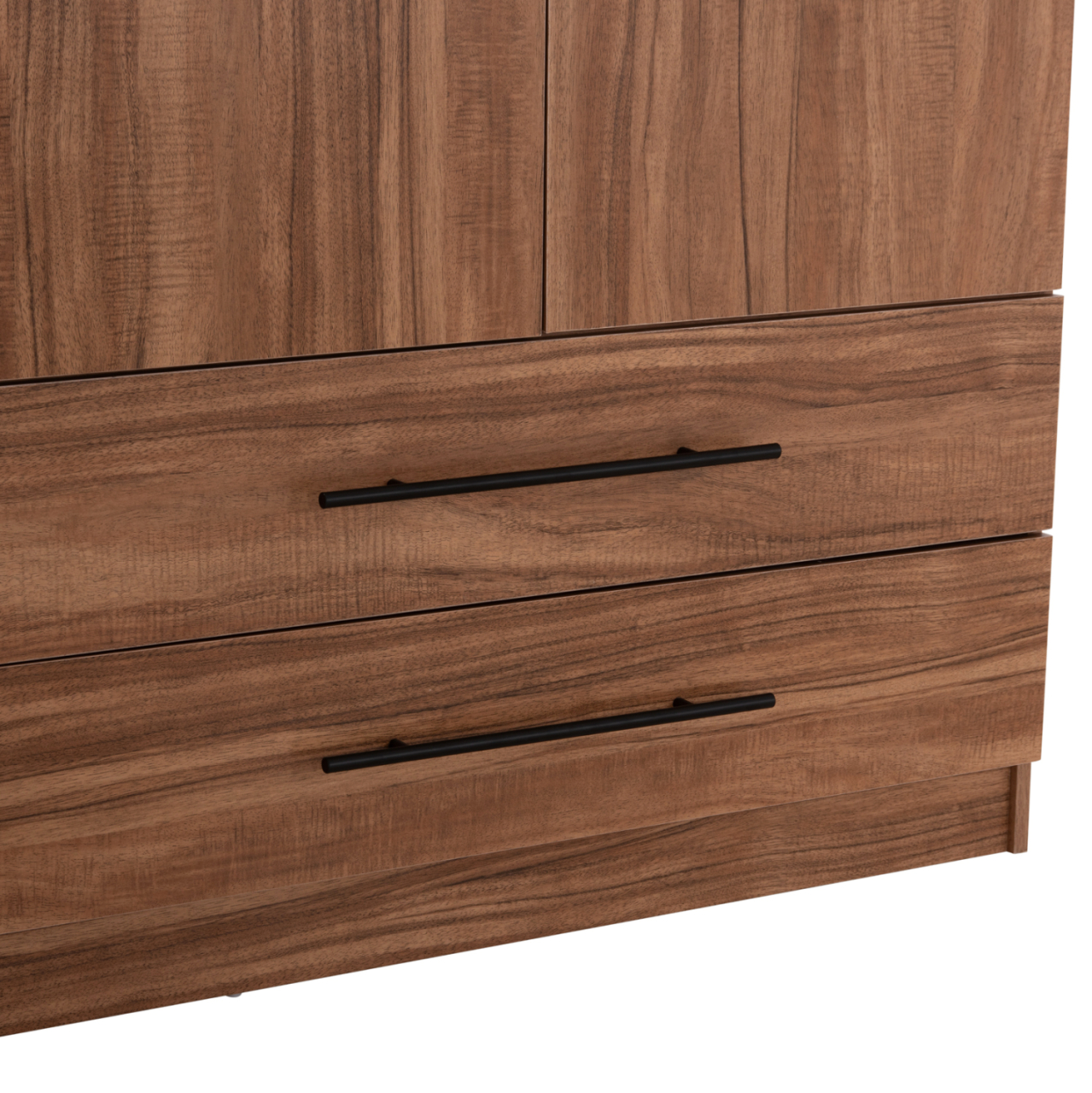WARDROBE 3-LEAF WITH 2 DRAWERS HARRY HM18390.01 MELAMINE IN NATURAL WOOD and BLACK 150x55x180Hcm [8]