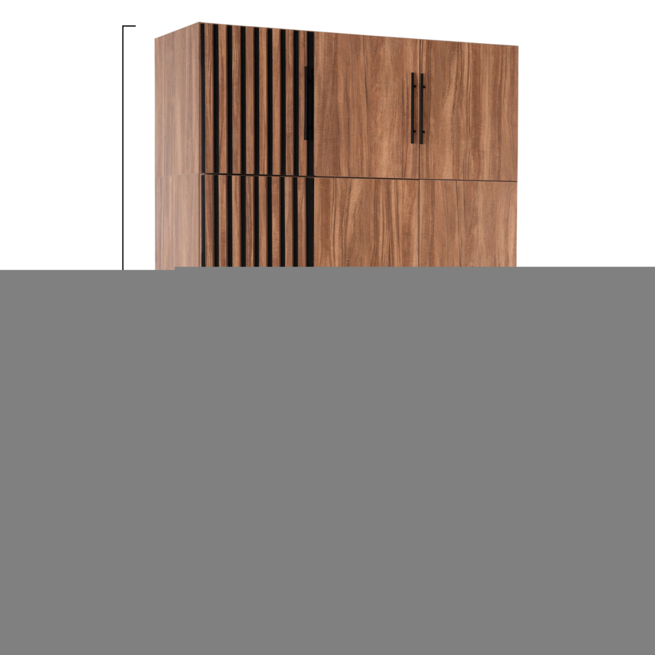 WARDROBE 3-LEAF WITH LOFT HARRY HM10911.01 MELAMINE IN NATURAL WOOD and BLACK 150x55.5x240Hcm [2]