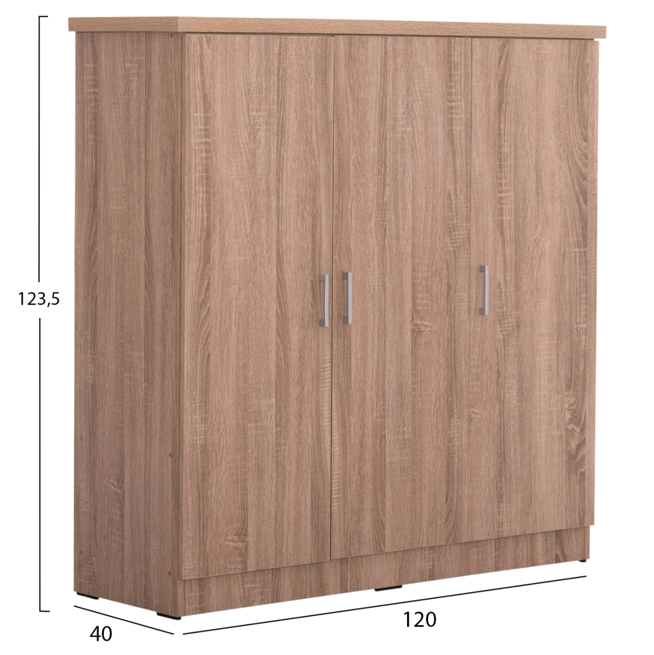 WARDROBE 3-LEAF WITH SHELVES FUENTO HM2482.01 MELAMINE IN SONAMA OAK 120-116x40x123.5Hcm [2]