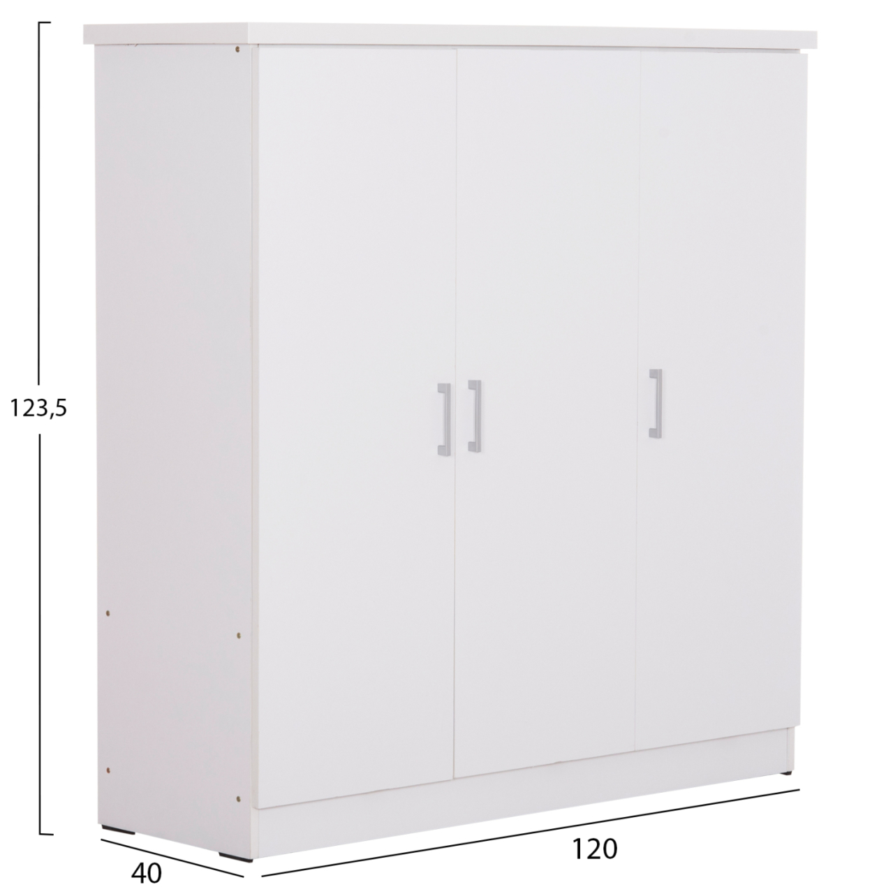WARDROBE 3-LEAF WITH SHELVES FUENTO HM2482.02 MELAMINE IN WHITE 120-116x40x123.5Hcm [2]