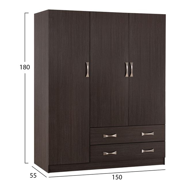 Wardrobe 3Door 150x55x180cm with 2 drawers HM384.01 Zebrano [2]