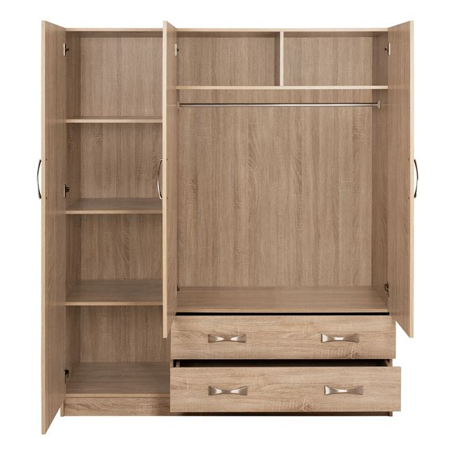 Wardrobe 3Door with 2Drawers HM384.02 Sonama 150x55x180cm [4]