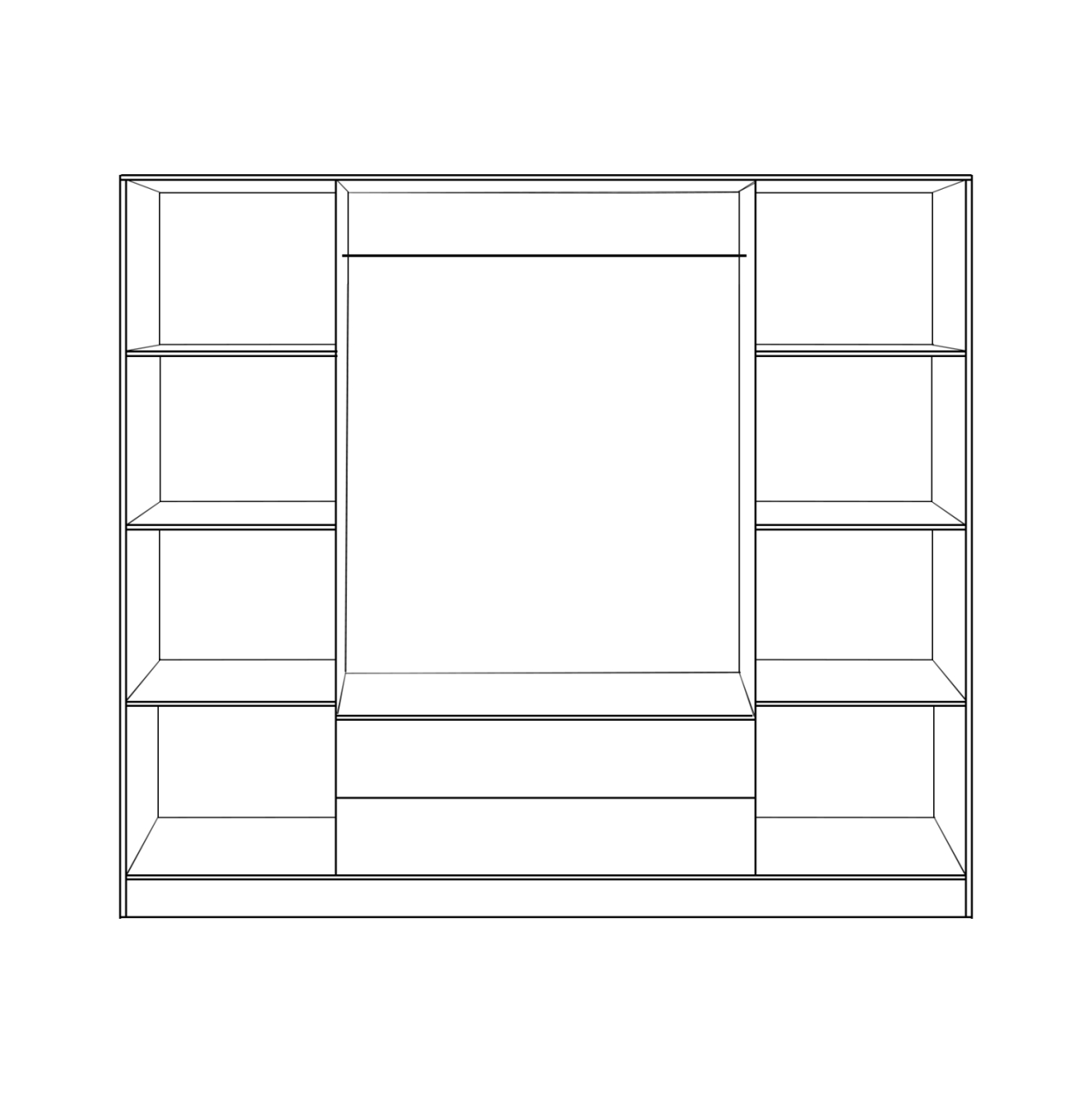 Wardrobe 4 Door with 2 Drawers 200x55.5x180Η HM353.01 Zebrano [2]