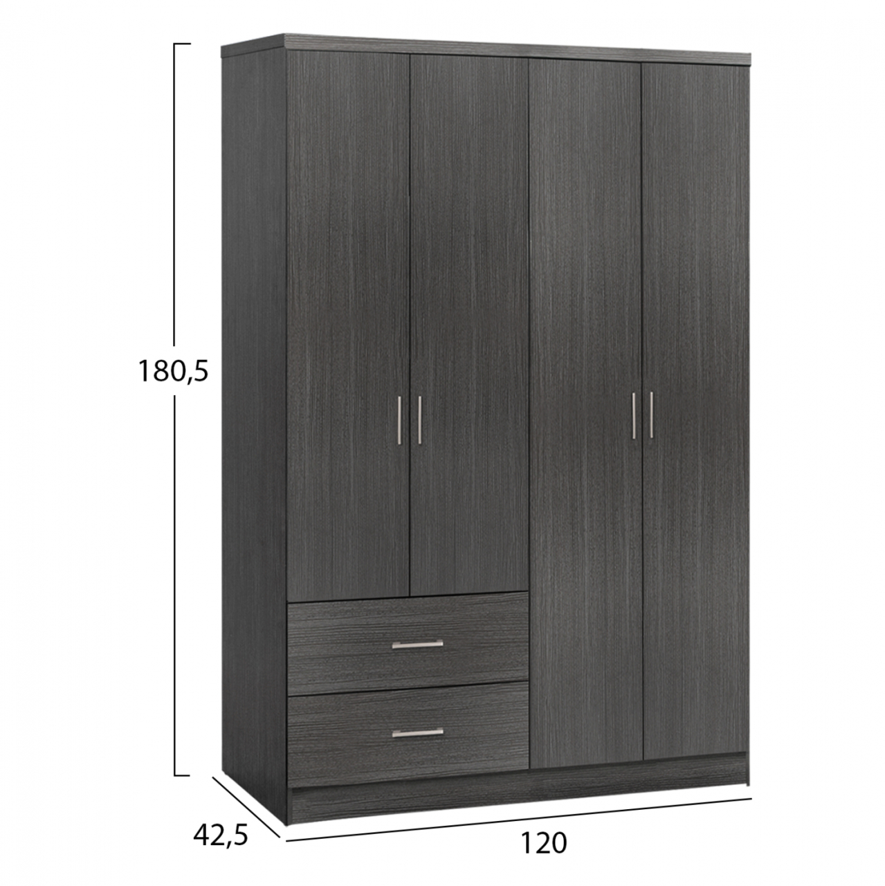 Wardrobe 4 Door with 2 Drawers HM339.01 Zebrano 120x42,5x180,5 [2]