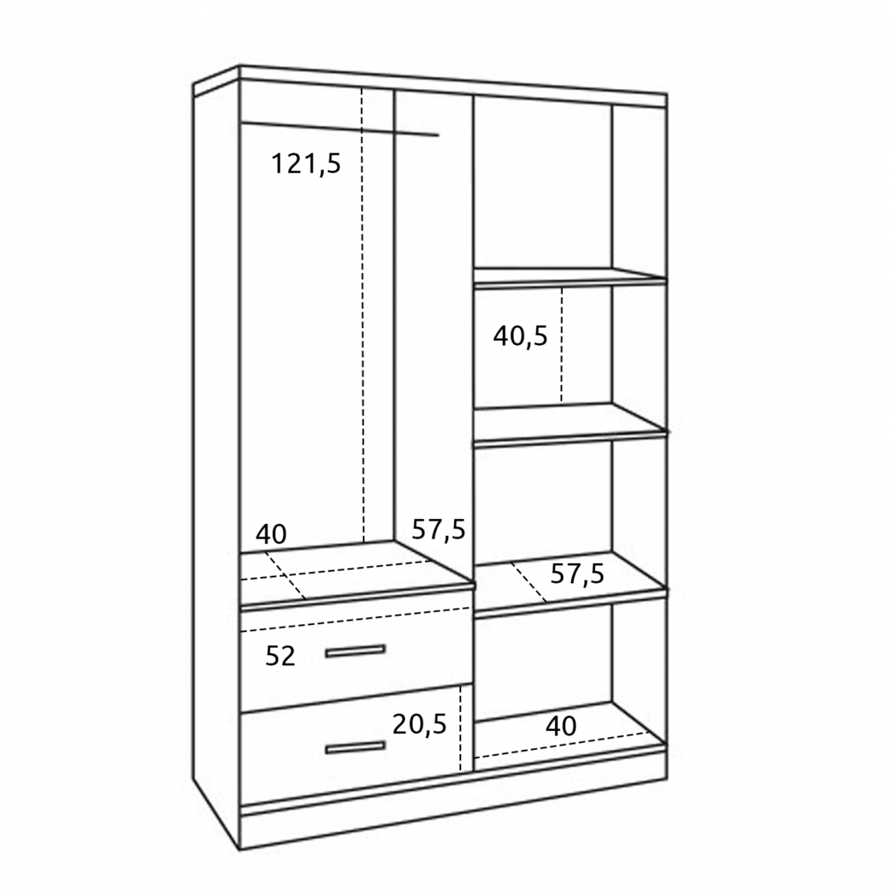 Wardrobe 4 Door with 2 Drawers HM339.01 Zebrano 120x42,5x180,5 [3]