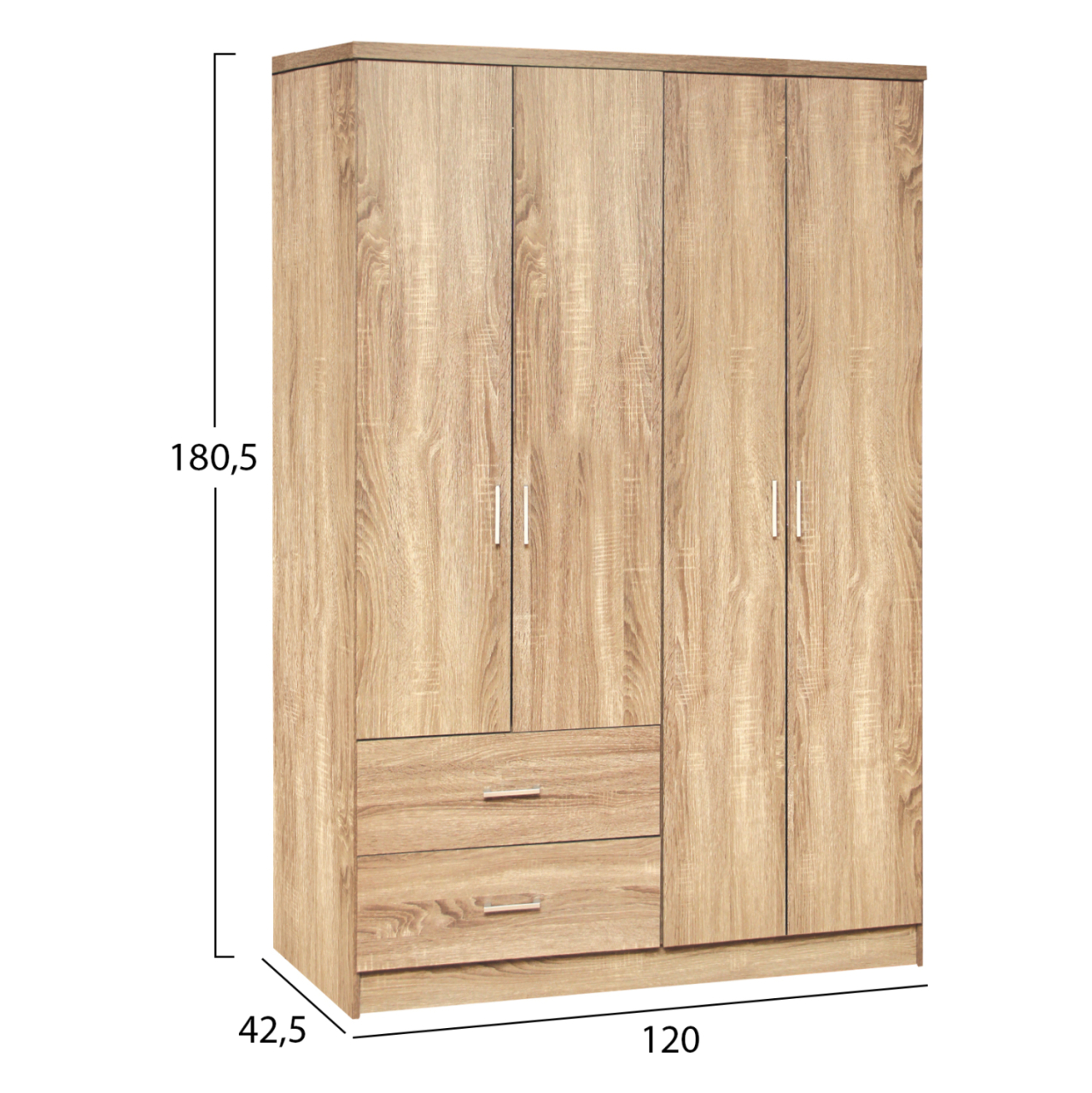 Wardrobe 4 Door with 2 Drawers HM339.02 Sonama 120x42x181 [2]