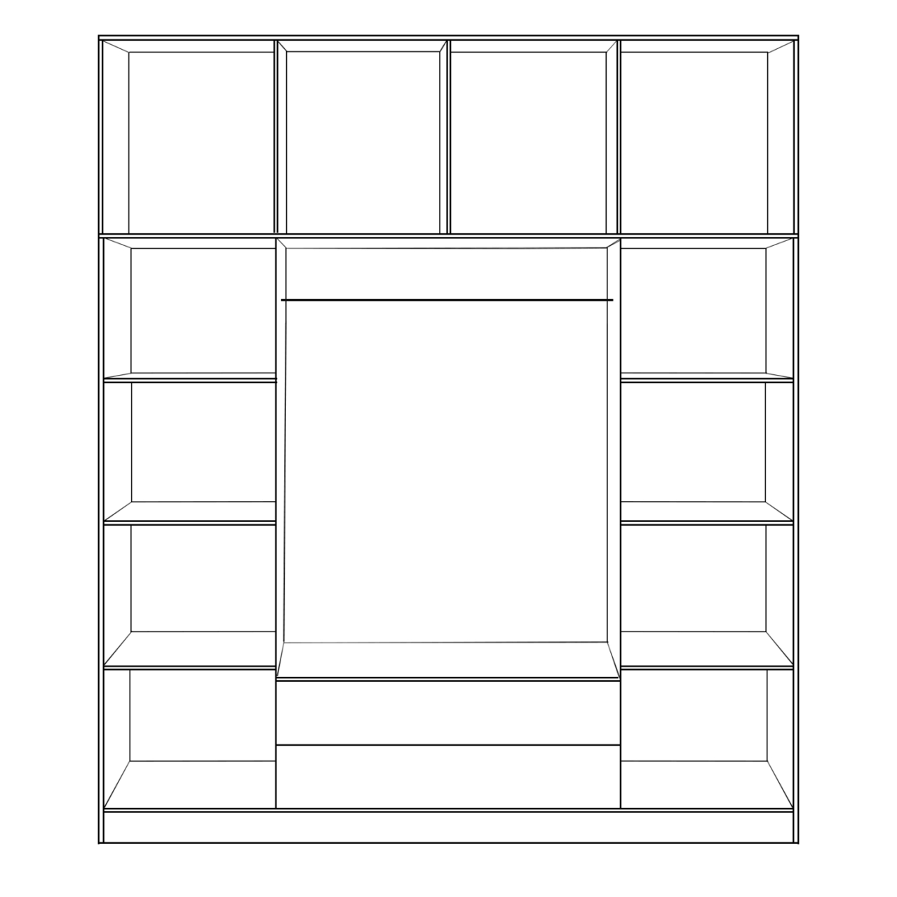 Wardrobe 4 Door with Loft 200x240x55.5 and 2 drawers zebrano [2]