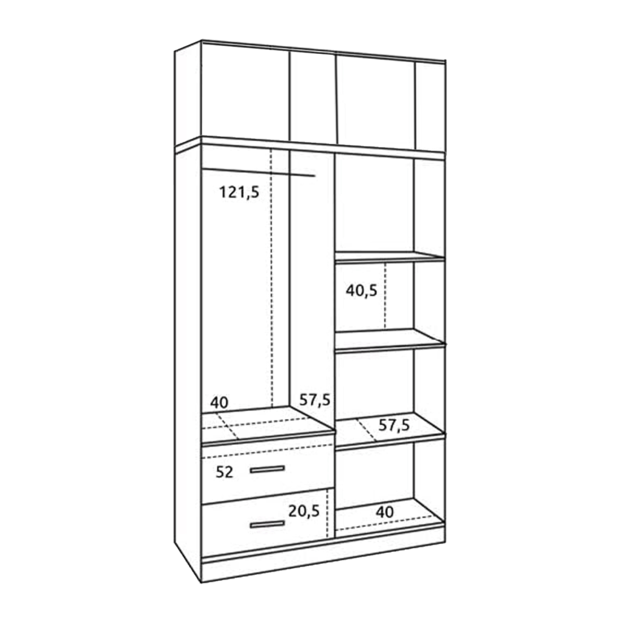 Wardrobe 4 Door with loft and 2 drawers sonama 120x42x241 [2]