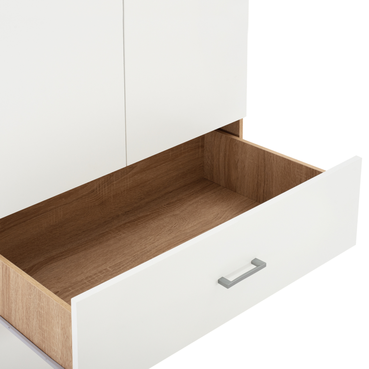 WARDROBE 4-LEAF WITH 4 DRAWERS REINA HM21257 MELAMINE IN WHITE-SONAMA COLOR 160x42.5x180.5Η [5]