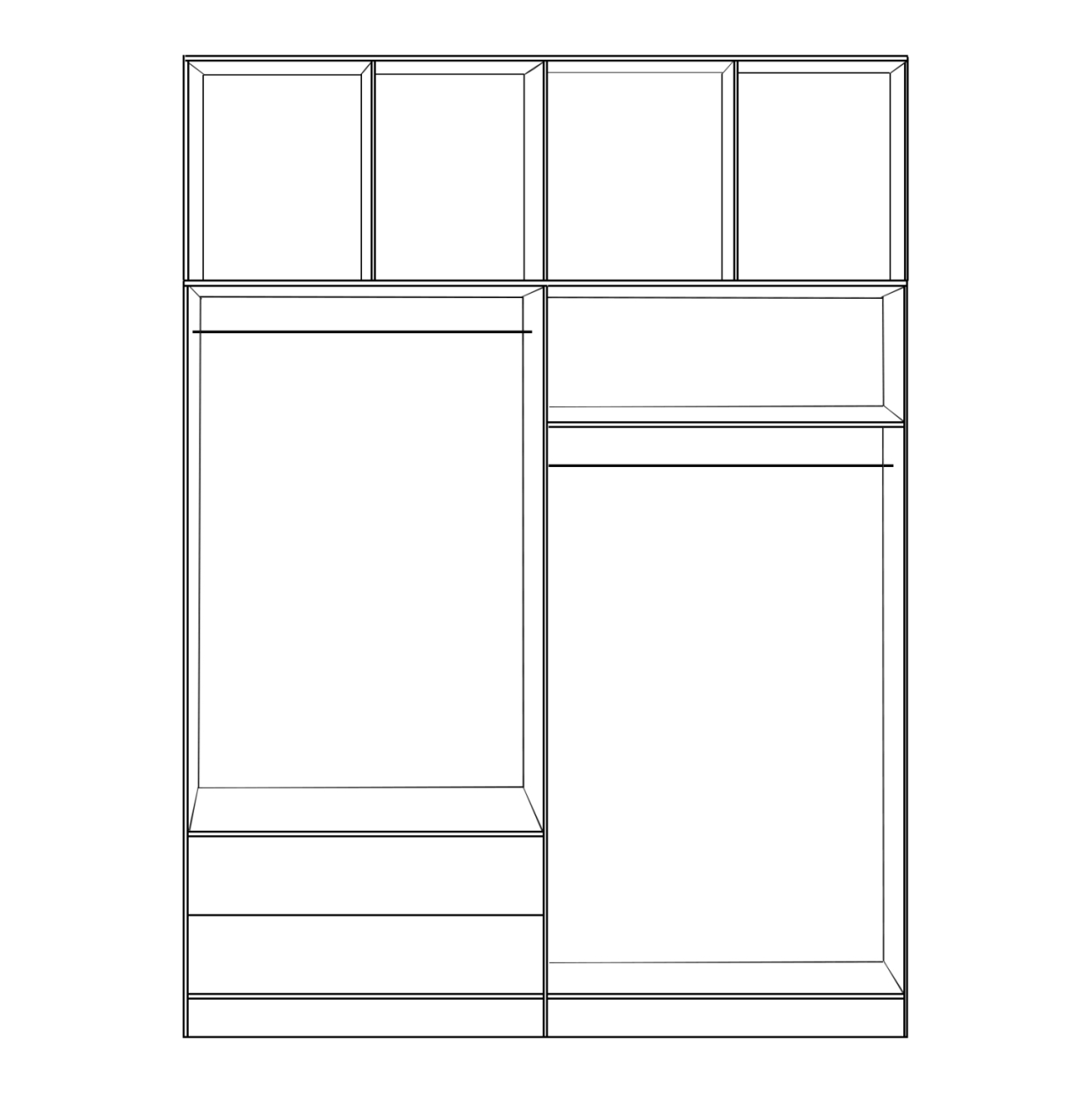 WARDROBE 4-LEAF WITH LOFT and DRAWERS JENNA HM11355.01 MELAMINE IN ZEBRANO 160x42x241Hcm [3]