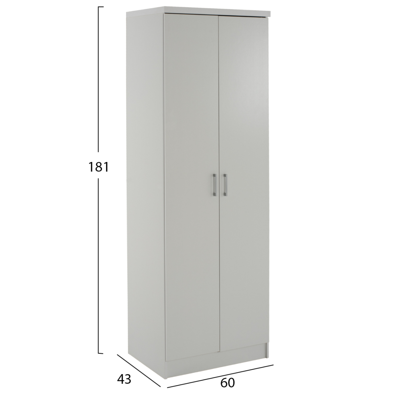 WARDROBE BAILEY HM337.05 2-LEAF 3 SHELVES MELAMINE IN WHITE 60Χ43Χ181H cm. [2]
