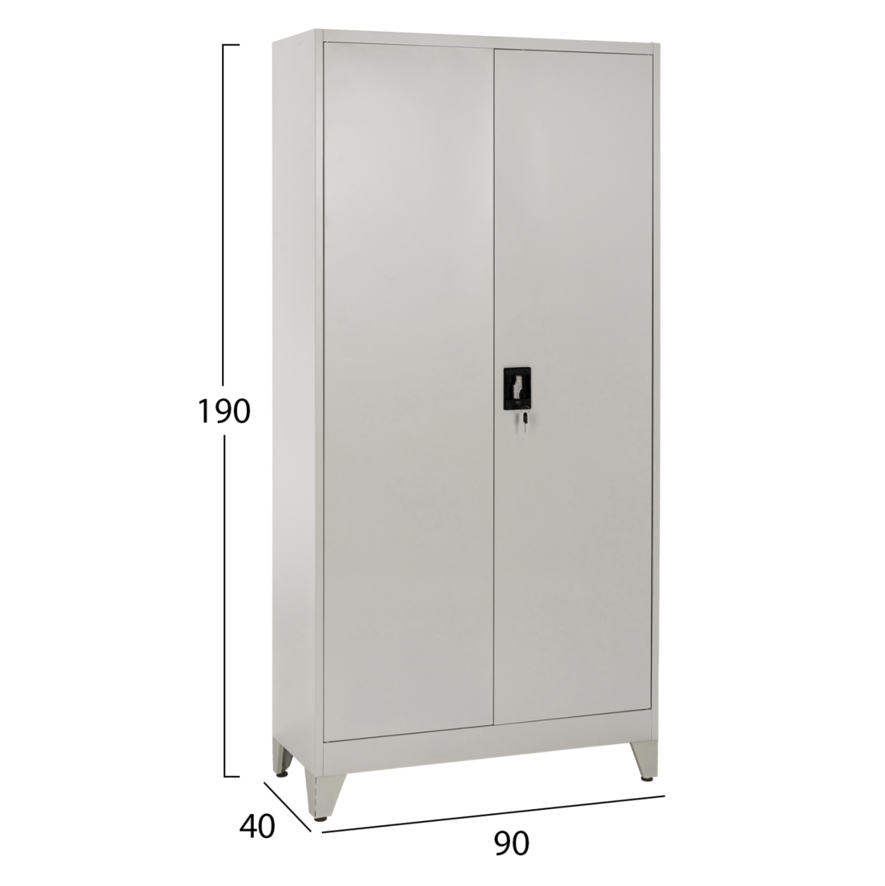 WARDROBE METALLIC WITH LEGS CLOD HM11998 2-LEAF WITH DIVIDER- LIGHT GREY 90Χ40Χ190Hcm. [2]