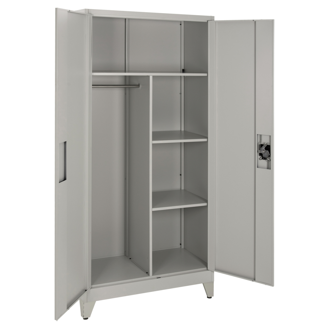 WARDROBE METALLIC WITH LEGS CLOD HM11998 2-LEAF WITH DIVIDER- LIGHT GREY 90Χ40Χ190Hcm. [3]