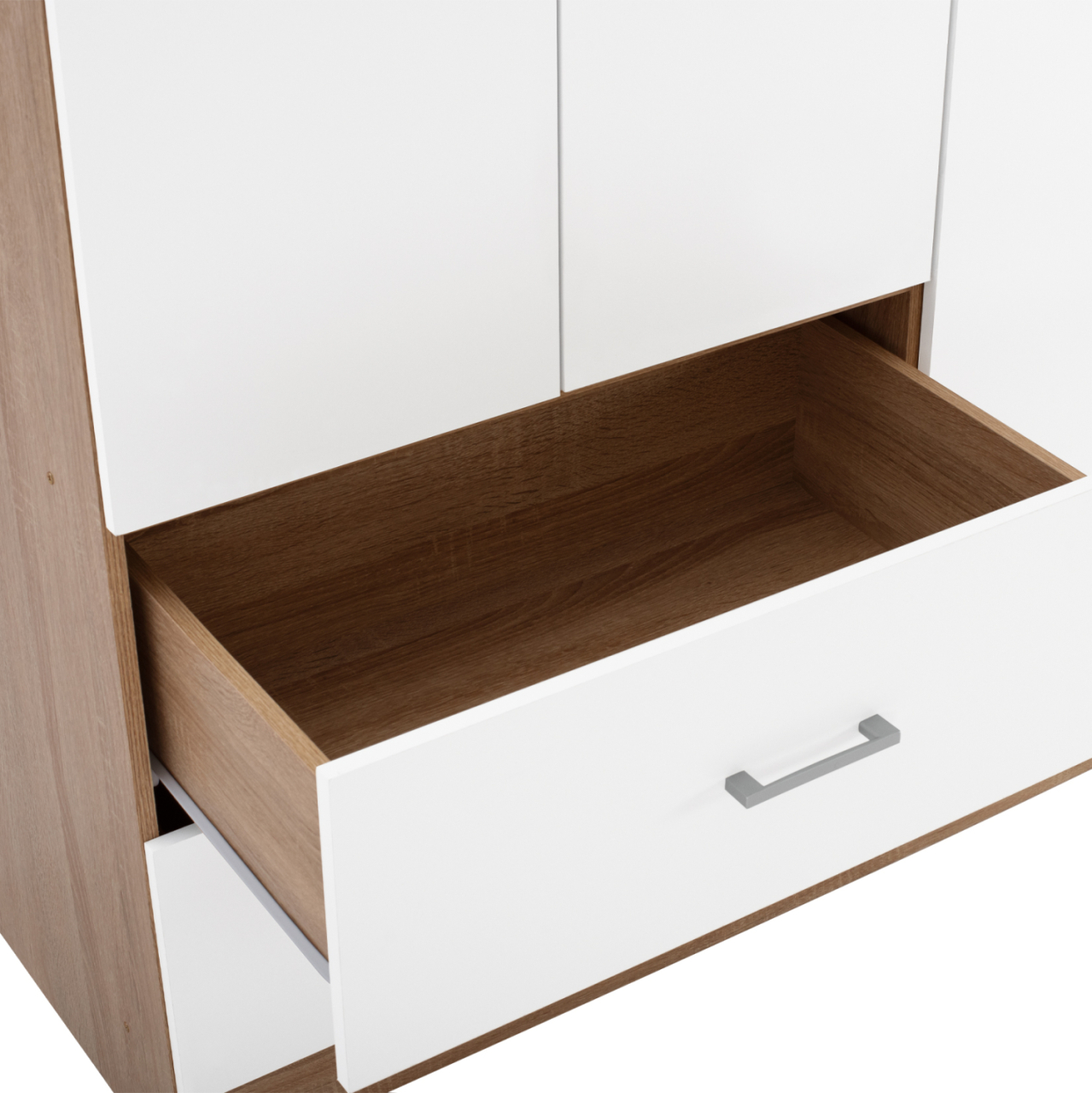 WARDROBE WITH 3 DOORS AND 2 DRAWERS HM340.06 SONAMA-WHITE 89x42,5x181 cm. [6]