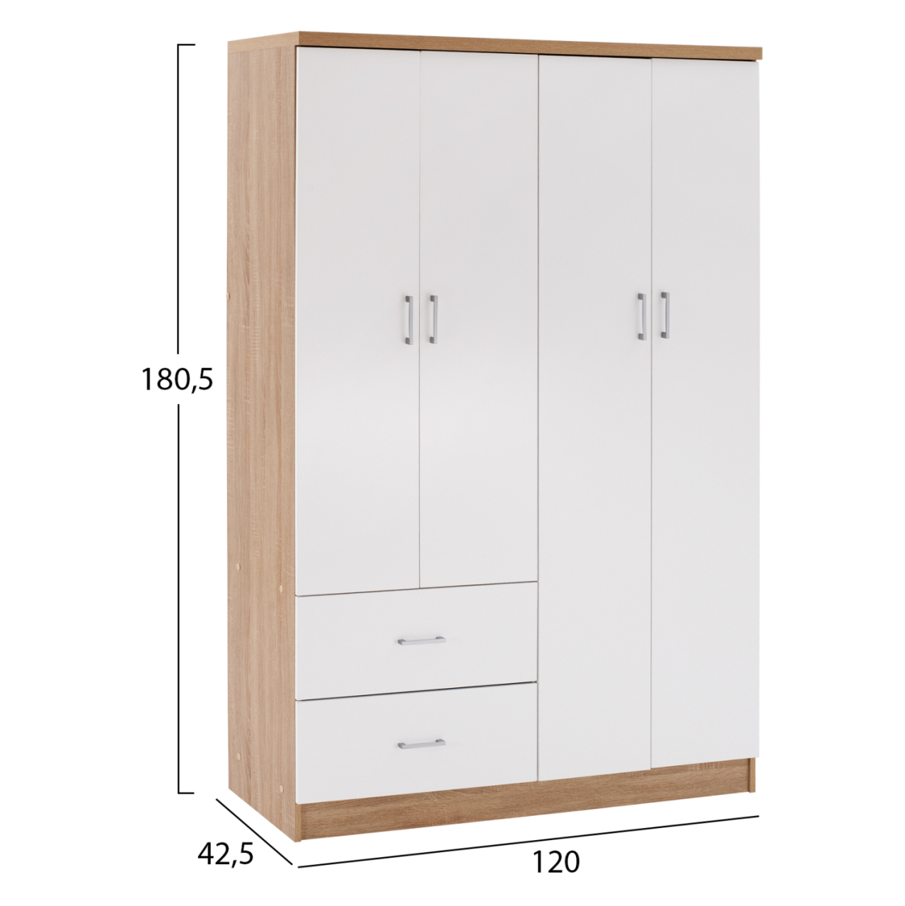WARDROBE WITH 4 DOORS AND 2 DRAWERS FB9339.06 SONAMA WHITE 120Χ42,5Χ180,5 cm. [2]