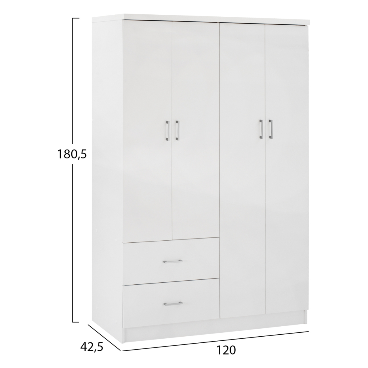 WARDROBE WITH 4 DOORS AND 2 DRAWERS HM339.05 WHITE 120Χ42,5Χ180,5 cm. [2]