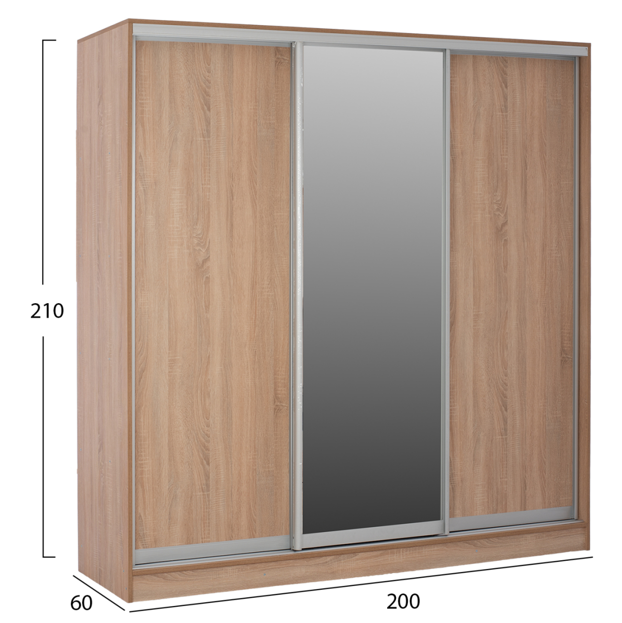 WARDROBE WITH SLIDING DOORS WITH MIRROR SONAMA OAK HM2435 200X60X210 [2]