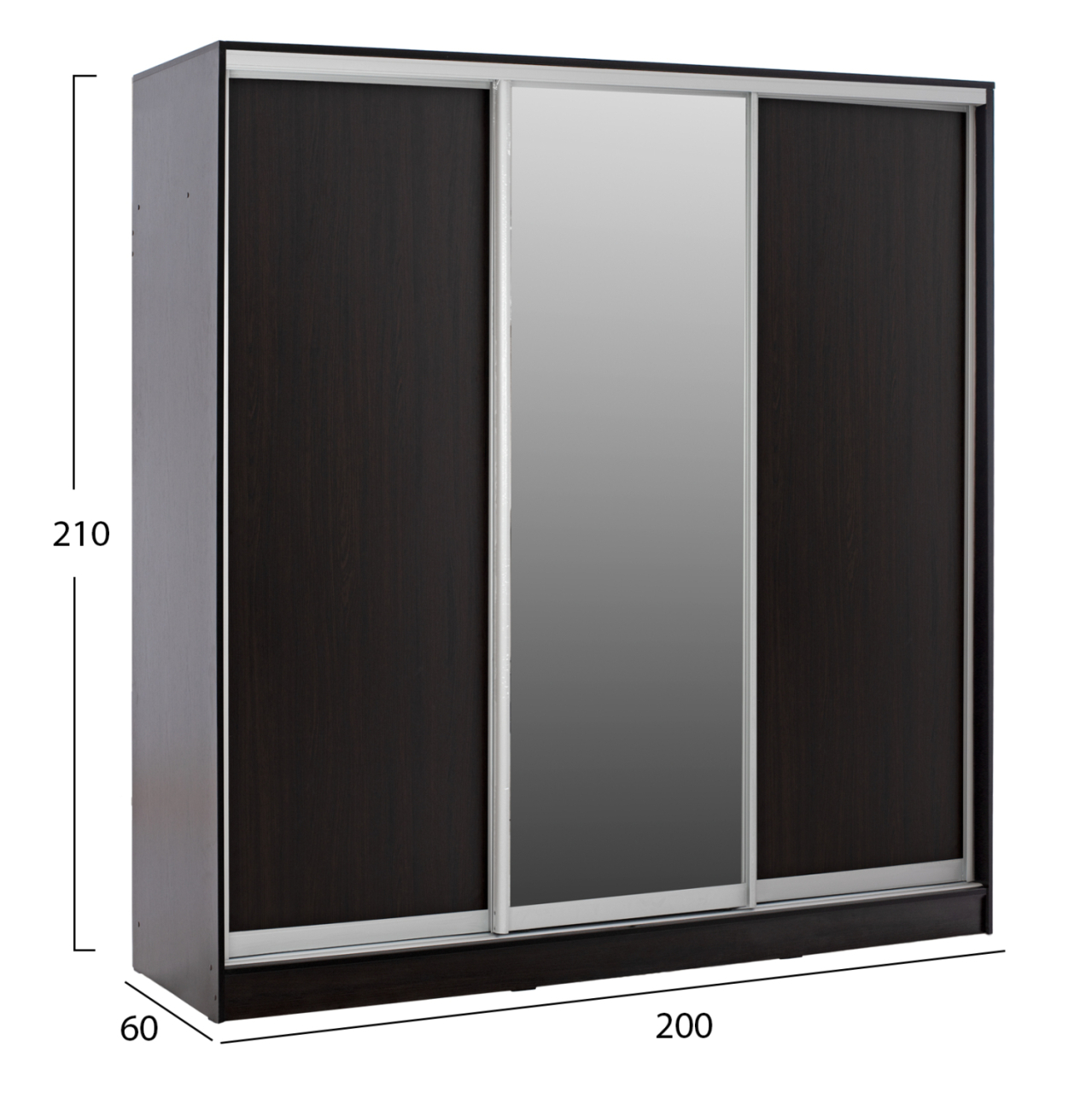 WARDROBE WITH SLIDING DOORS WITH MIRROR WENGE HM2435.02 200X60X210cm. [2]