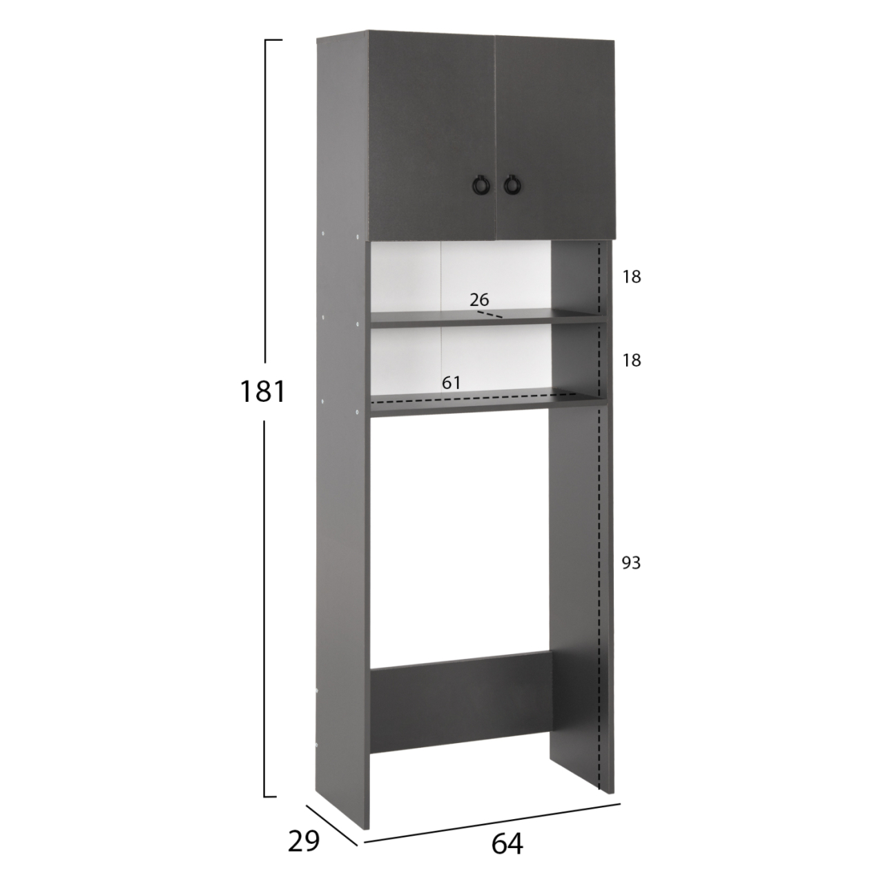 WASHING MACHINE FURNITURE TERRY HM9122.13 WITH CABINET AND SHELVES MELAMINE GREY 64Χ29Χ181Hcm. [2]