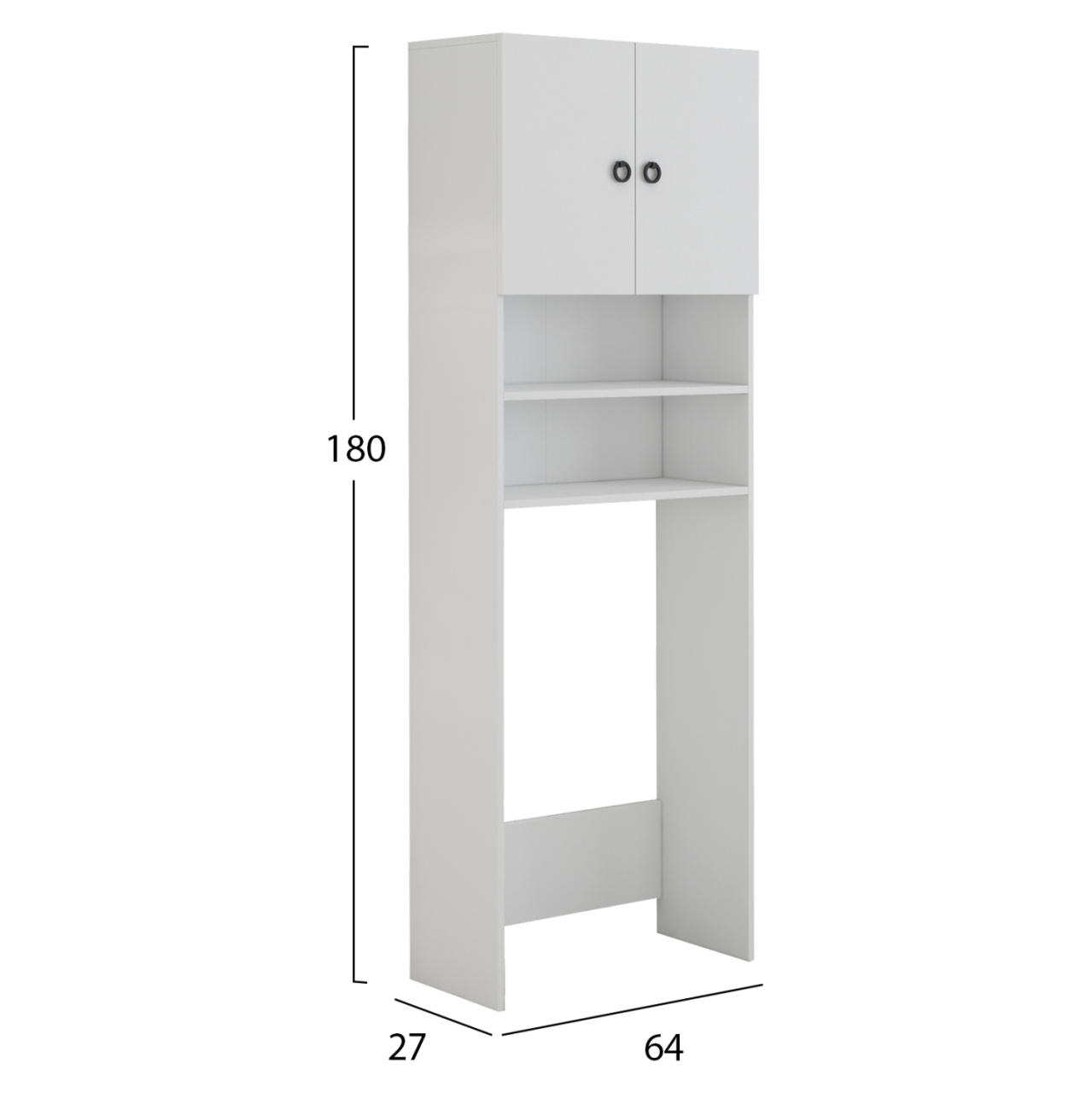 WASHING MACHINE FURNITURE TERRY WITH CABINET AND SHELVES MELAMINE WHITE 64Χ27Χ180Hcm.HM9122.11 [2]