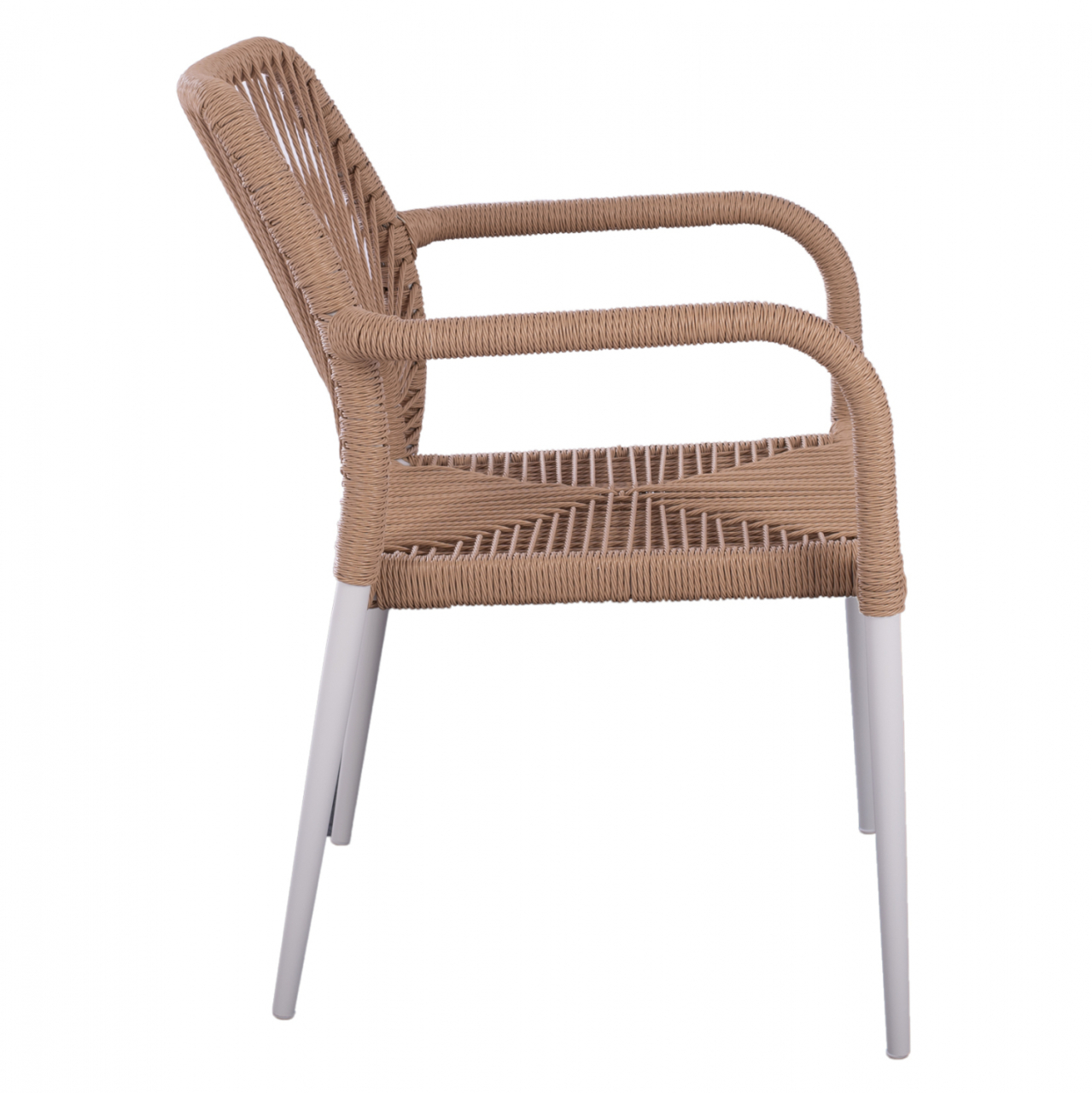 WHITE ALUMINUM ARMCHAIR WITH BEIGE PE ROPE HM5771.01 55Χ63Χ82Η cm. [4]