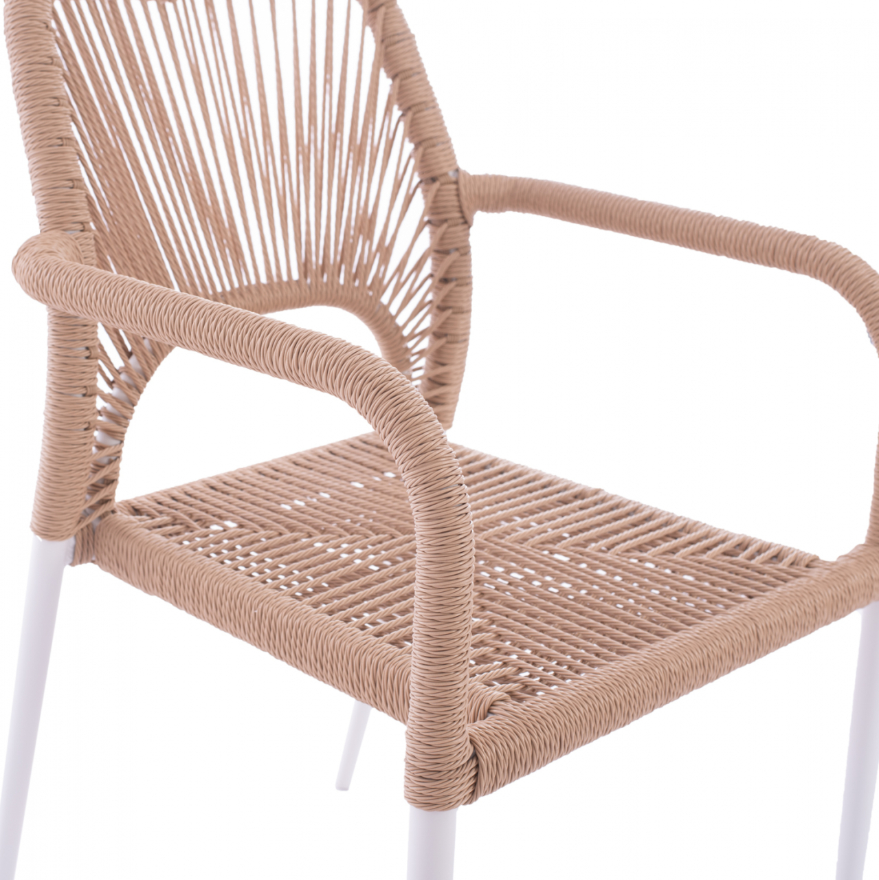 WHITE ALUMINUM ARMCHAIR WITH BEIGE PE ROPE HM5771.01 55Χ63Χ82Η cm. [9]