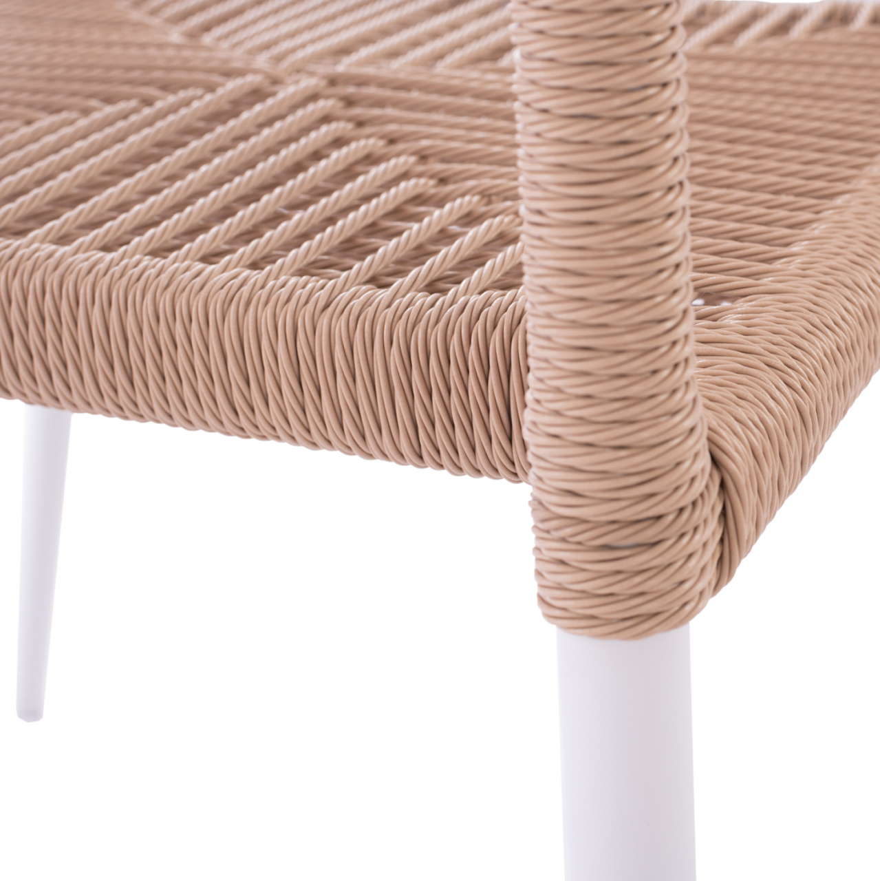 WHITE ALUMINUM ARMCHAIR WITH BEIGE PE ROPE HM5771.01 55Χ63Χ82Η cm. [10]