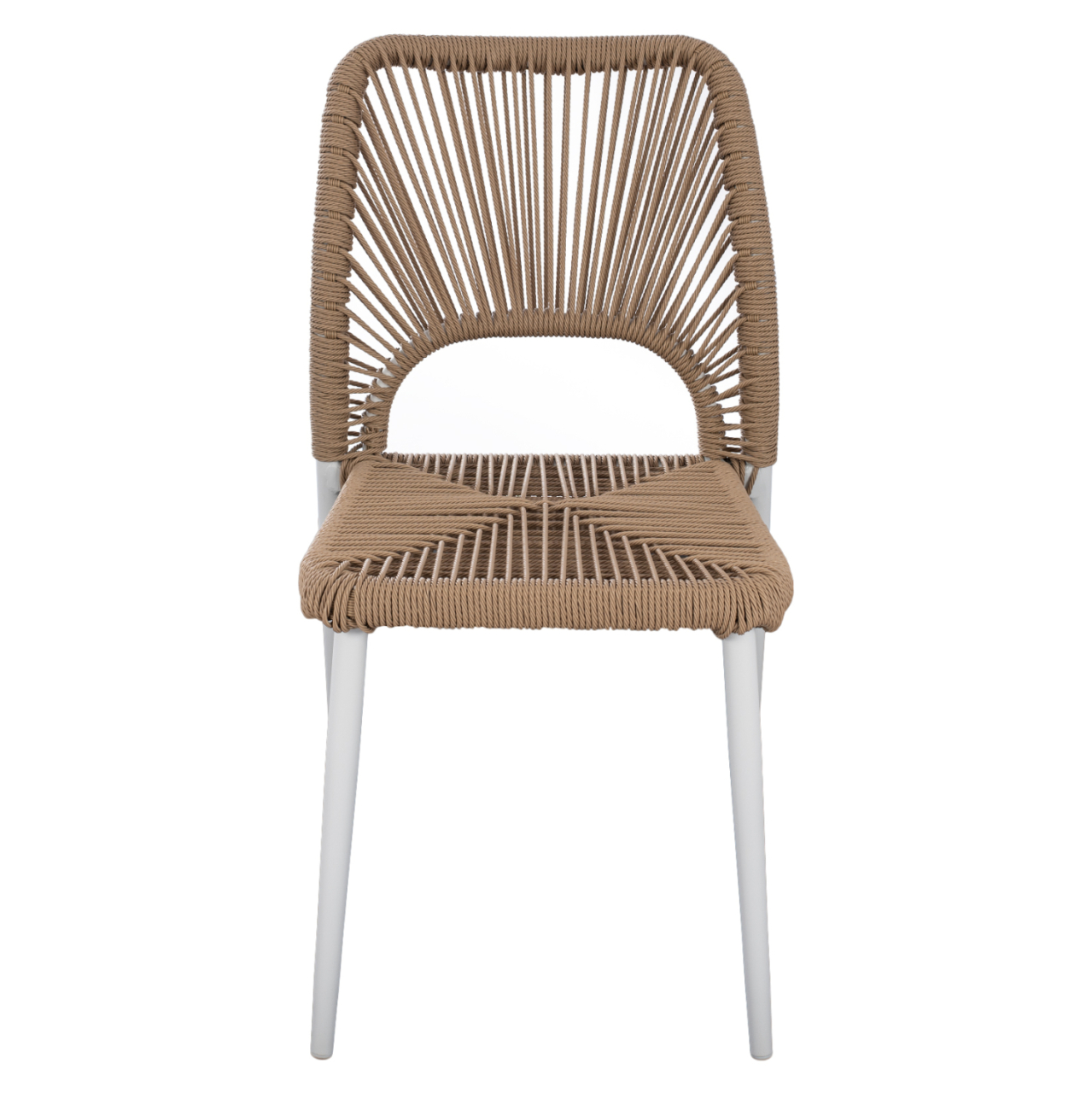 WHITE ALUMINUM CHAIR WITH PE ROPE BEIGE HM5770.01 45x63x82Y cm. [3]
