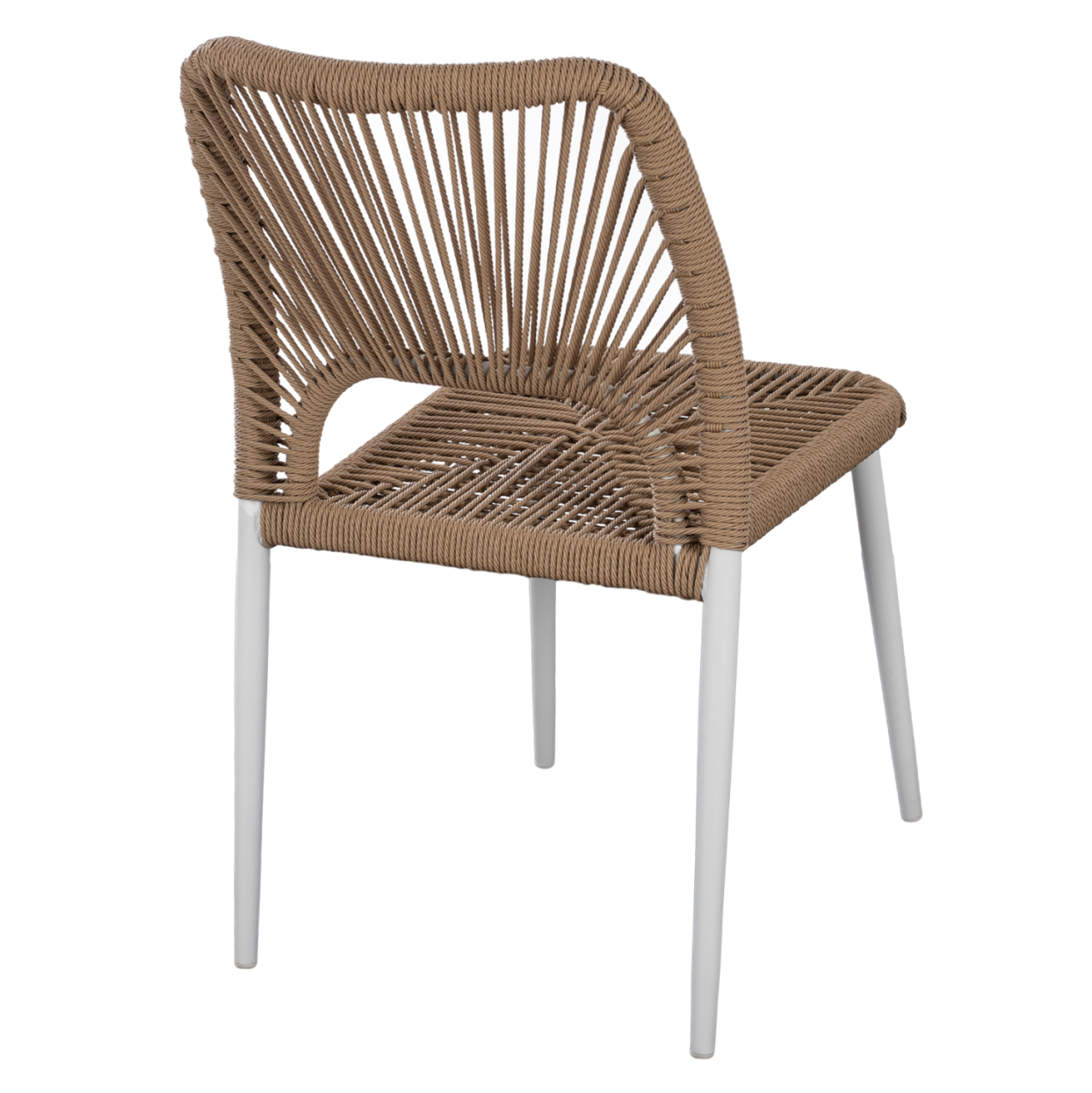 WHITE ALUMINUM CHAIR WITH PE ROPE BEIGE HM5770.01 45x63x82Y cm. [5]
