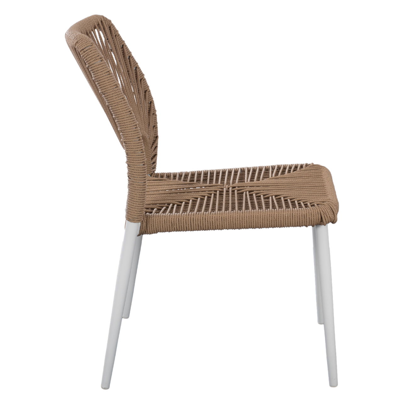 WHITE ALUMINUM CHAIR WITH PE ROPE BEIGE HM5770.01 45x63x82Y cm. [4]